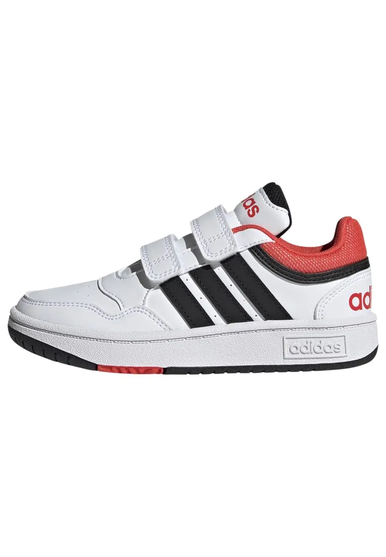 adidas Hoops Lifestyle Basketball Hook-And-Loop Shoes, Scarpe, Cloud White/Core Black/Bright Red, 32 EU