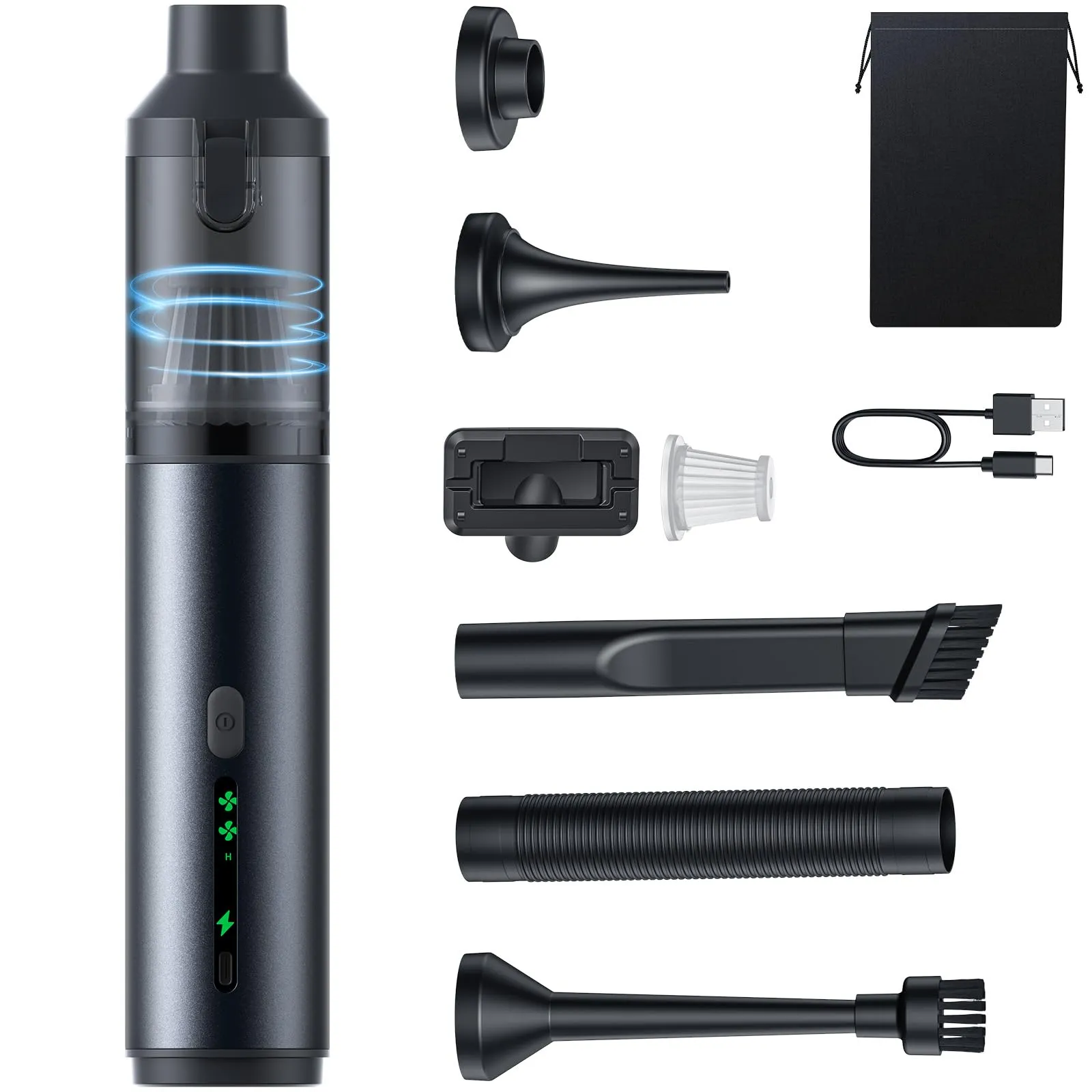 Aspirapolvere Auto, Aspirabriciole Senza fili 16000 PA con Motore Brushless ad Alte Prestazioni, Aspirapolvere Portatile da Tavolo con Accessori, Viene Utilizzato in Divani, Automobili, Computer