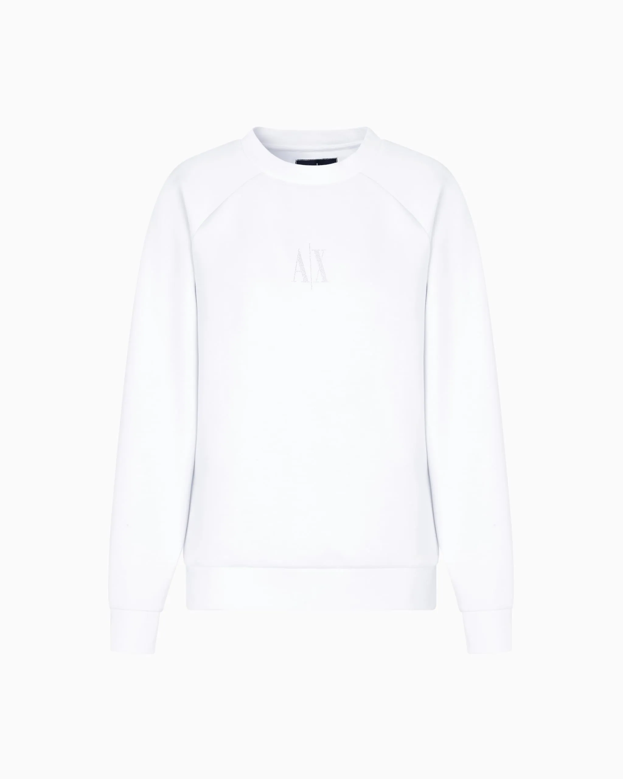 Armani Exchange Icon Project, Shiny Logo, Crewneck, Felpa Donna, Optic White, XL