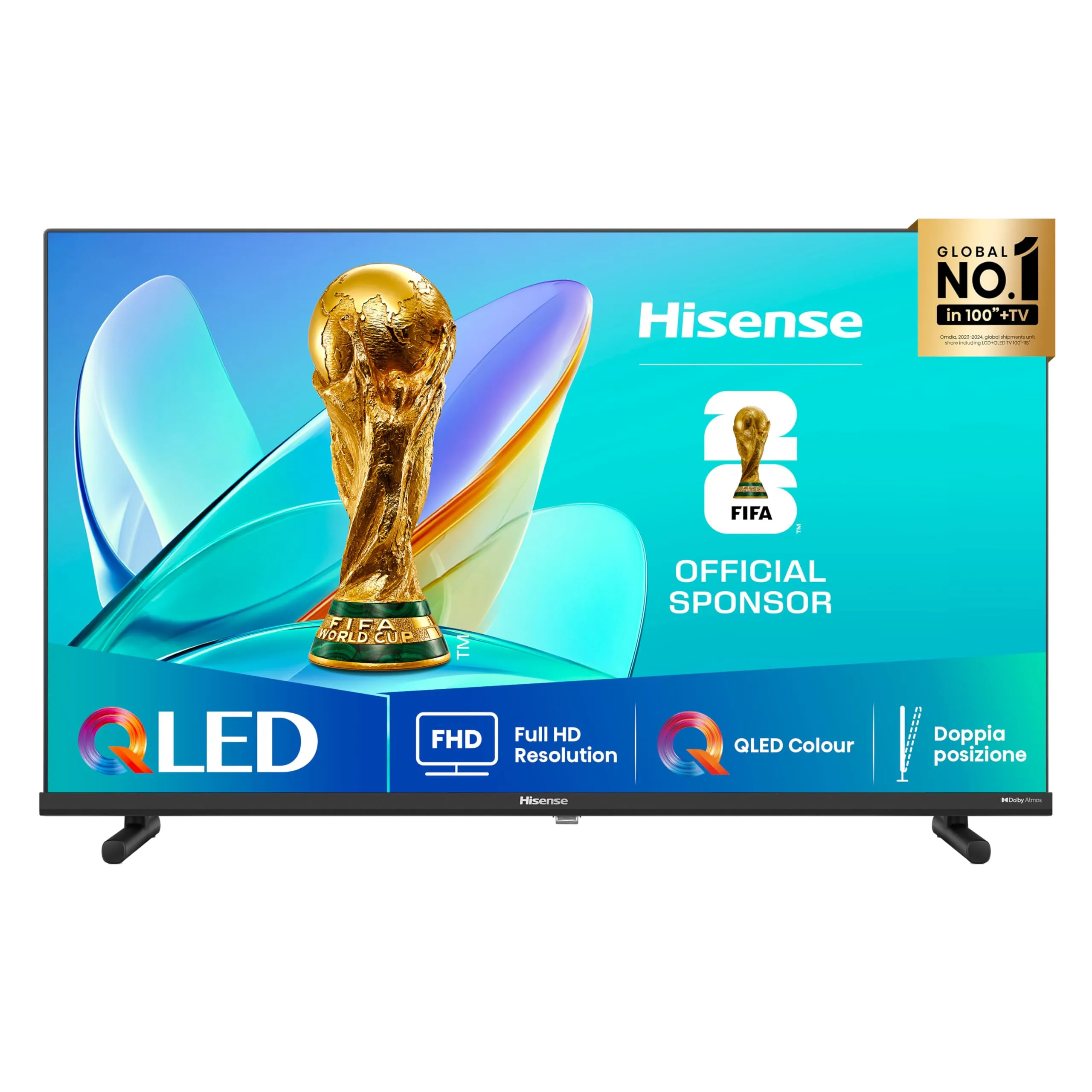 Hisense TV 32" QLED Full HD 2025 32E53QT, Smart TV VIDAA U8, HDR10, Airplay2, Game Mode, Dolby Atmos, Works with Alexa, Tuner DVB-T2/S2 HEVC 10, lativù, 32'', 2025 QLED