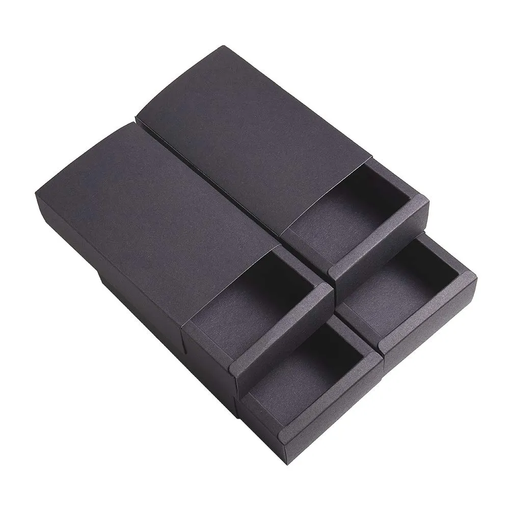 BENECREAT 16 Pack Scatole di Cartone Kraft 17.2x10.2x4.2cm Scatole Regalo di Festa Pacchetto Regalo Superiore per Bomboniere, Matrimonio,Nero