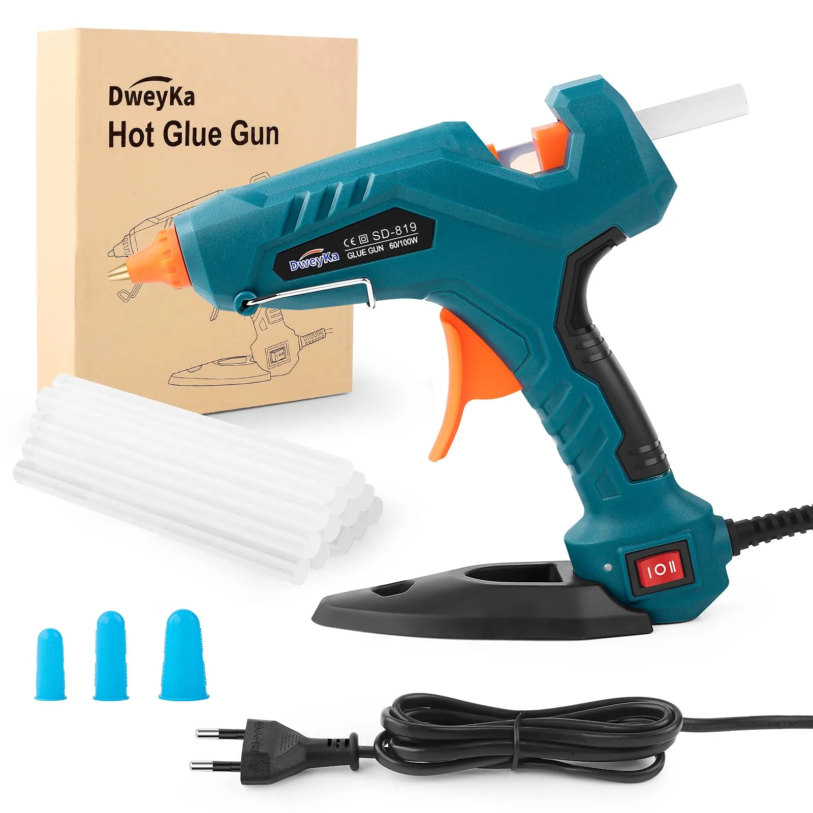 Dweyka Hot Glue Gun, 60/100W Dual Power Glue Gun Kit with Glue Gun Sticks 11mm, Professional Level Multifunctional Glue Gun for DIY School Craft Projects and Quick Home Repairs
