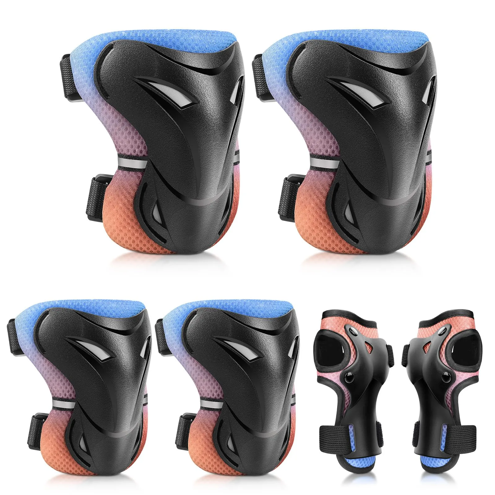 YOOXARMOR Protezioni Bambini Pattini in Linea per 3-6-13 Anni,6 in 1 Attrezzatura Protettiva Protezione Bambini Ginocchiere,Gomitiere Protezioni Set per Scooter Monopattino Bicicletta Pattini in Linea