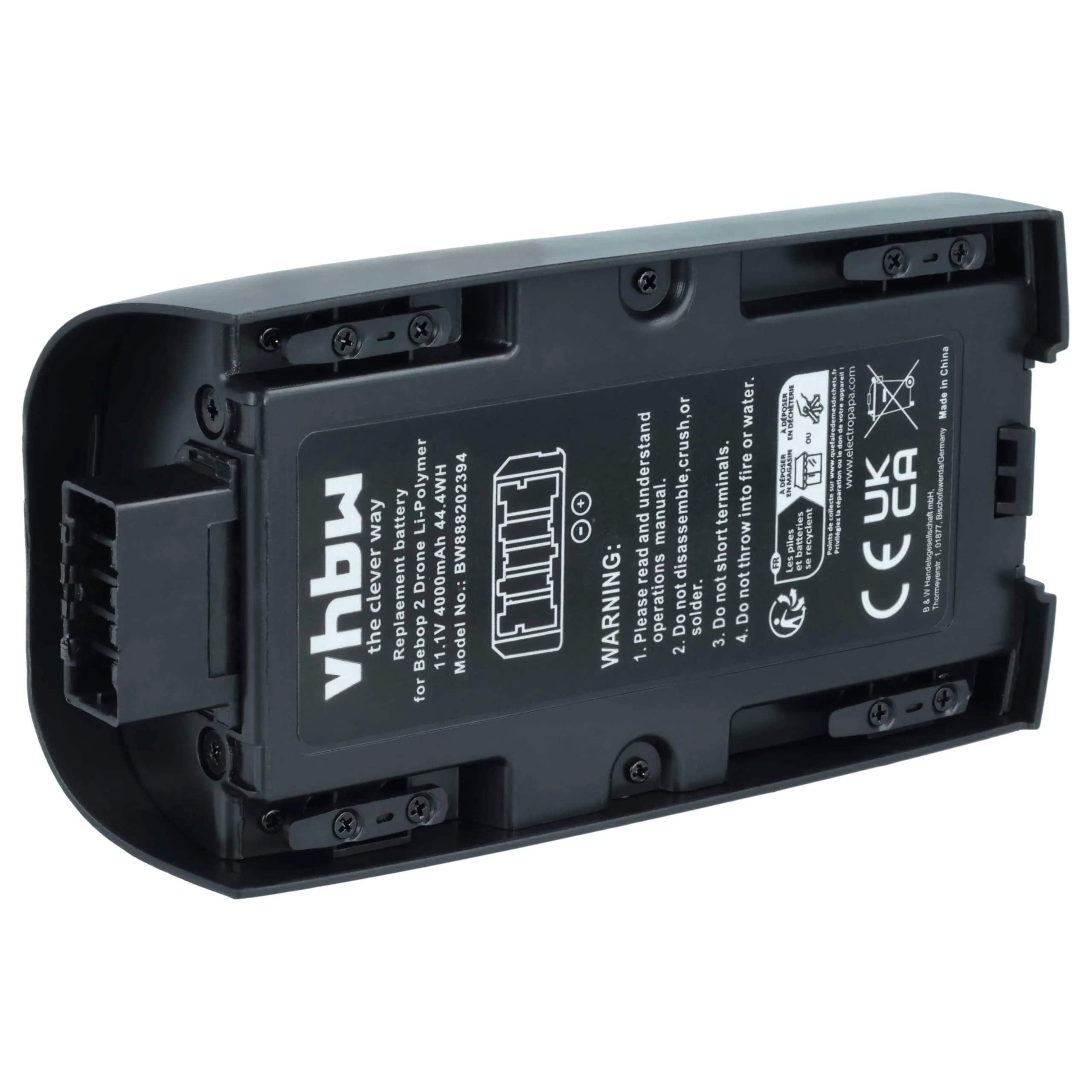 vhbw batteria compatibile con Parrot Bebop 2, 2 Pro drone quadricottero multicottero (4000mAh, 11,1V, Li-Poly)