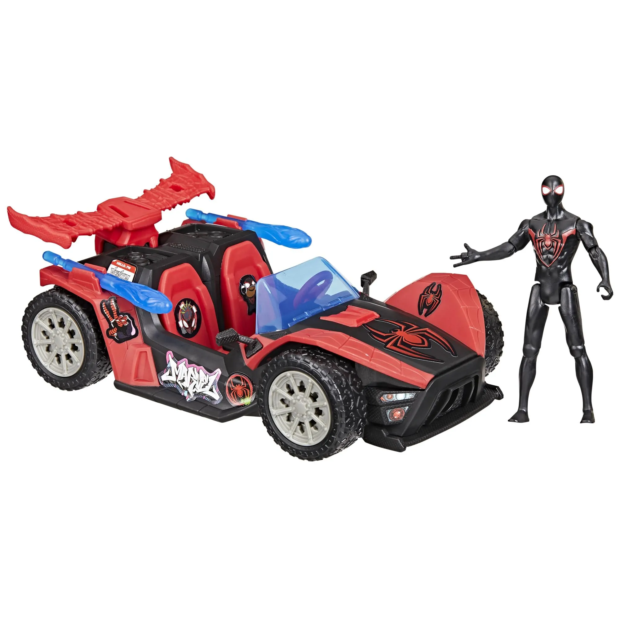 Marvel Spider-Man VenomVersus Epic World of Action, Action Figure e Auto Giocattolo Miles Morales Remix Blast Racer, Giocattoli di Supereroi, dai 4 Anni in su