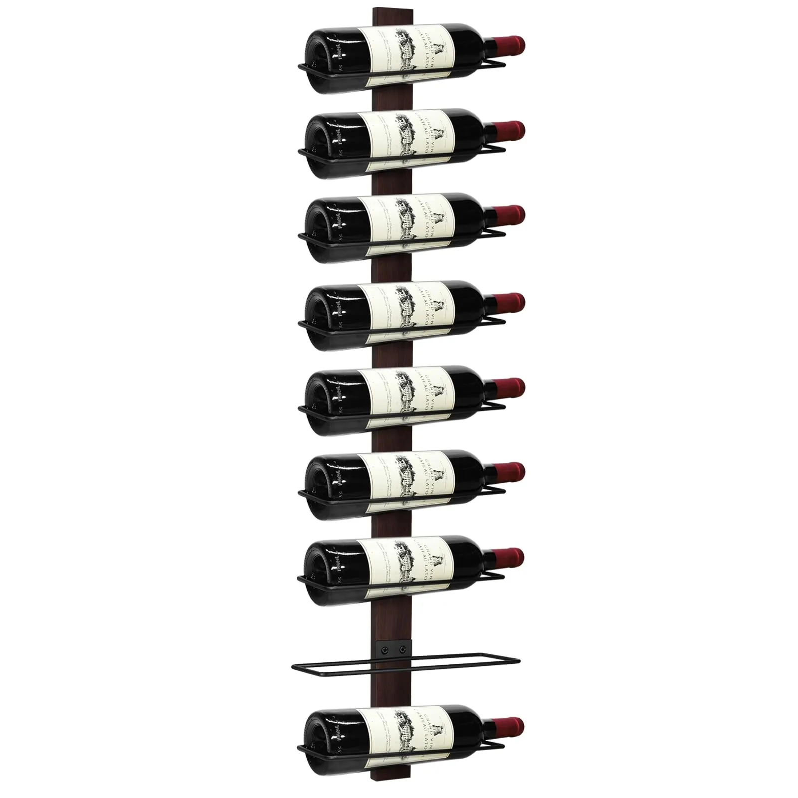 AGJIDSO Portabottiglie Vino da Parete, 9 Bottiglie Scaffale per Vino da Parete, Portabottiglie Vino in Legno per Cucina, Sala da Pranzo, Bar