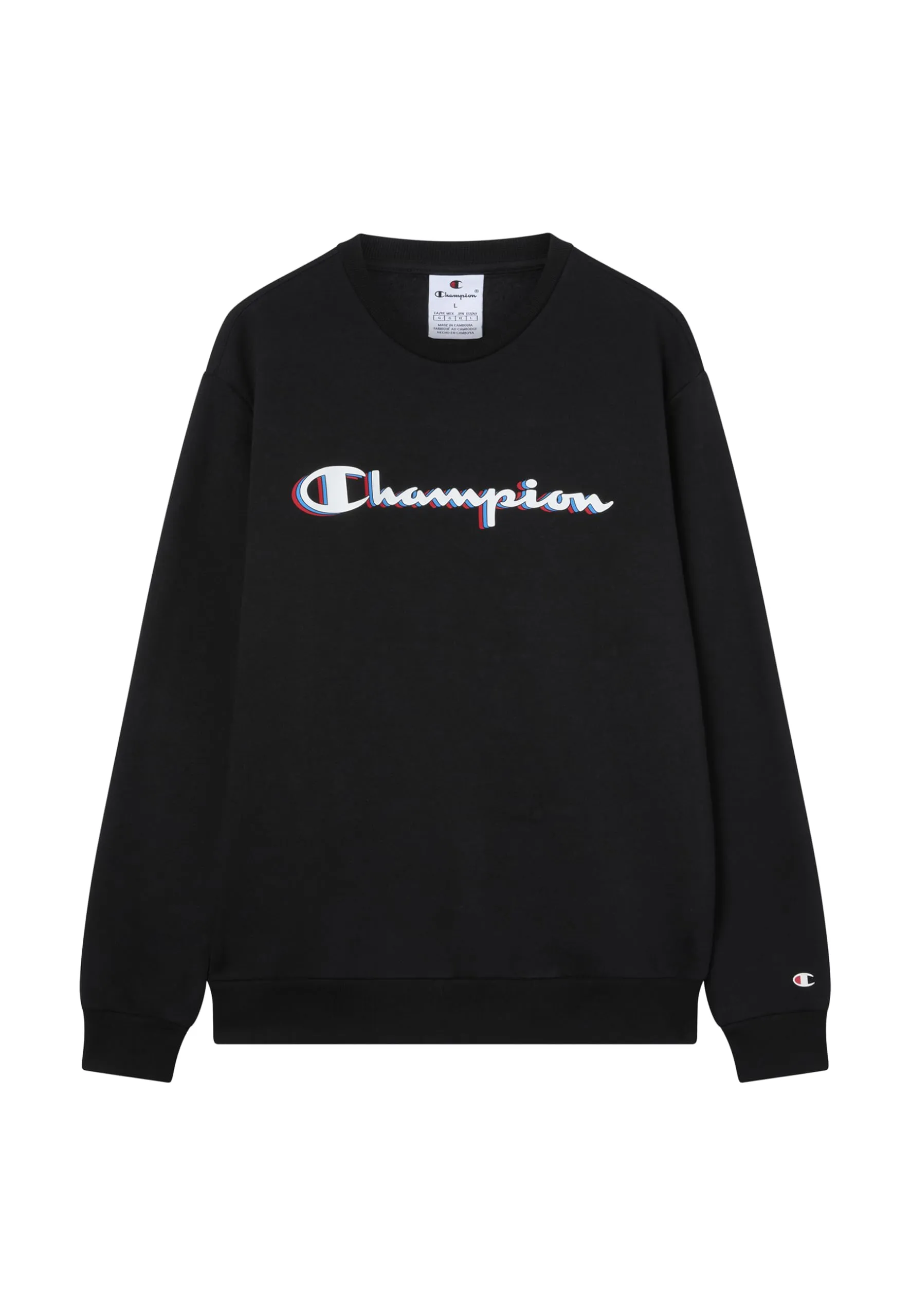Champion Legacy Man - Felpa con Logo Grande, Nera, L, Nero (Kk001), L