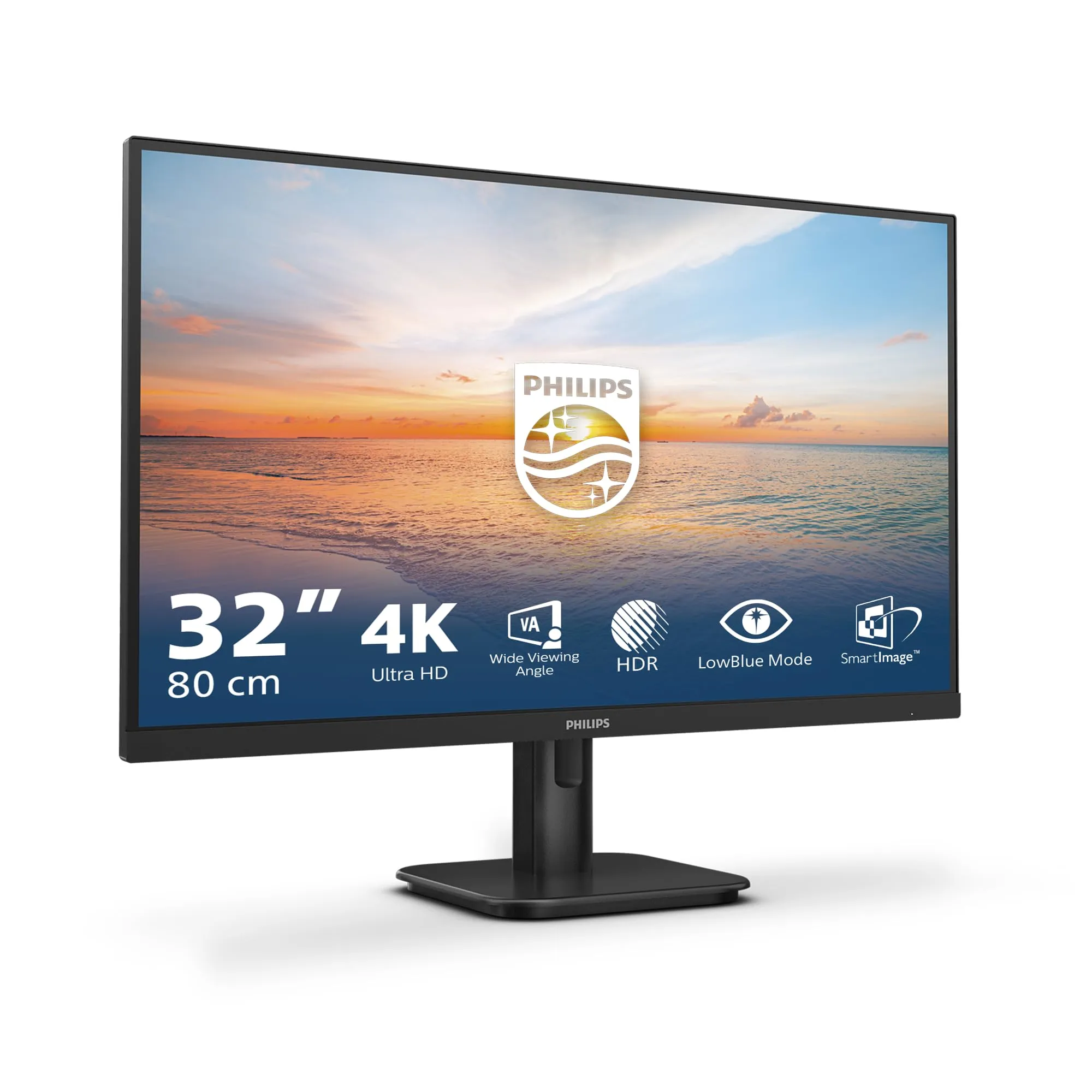 PHILIPS 32E1N1800LA - Monitor Ultra HD da 32 pollici, Adaptive Sync, HDR10, altoparlanti (3840x2160, 60 Hz, DisplayPort, HDMI) nero, 2023, altoparlante integrato