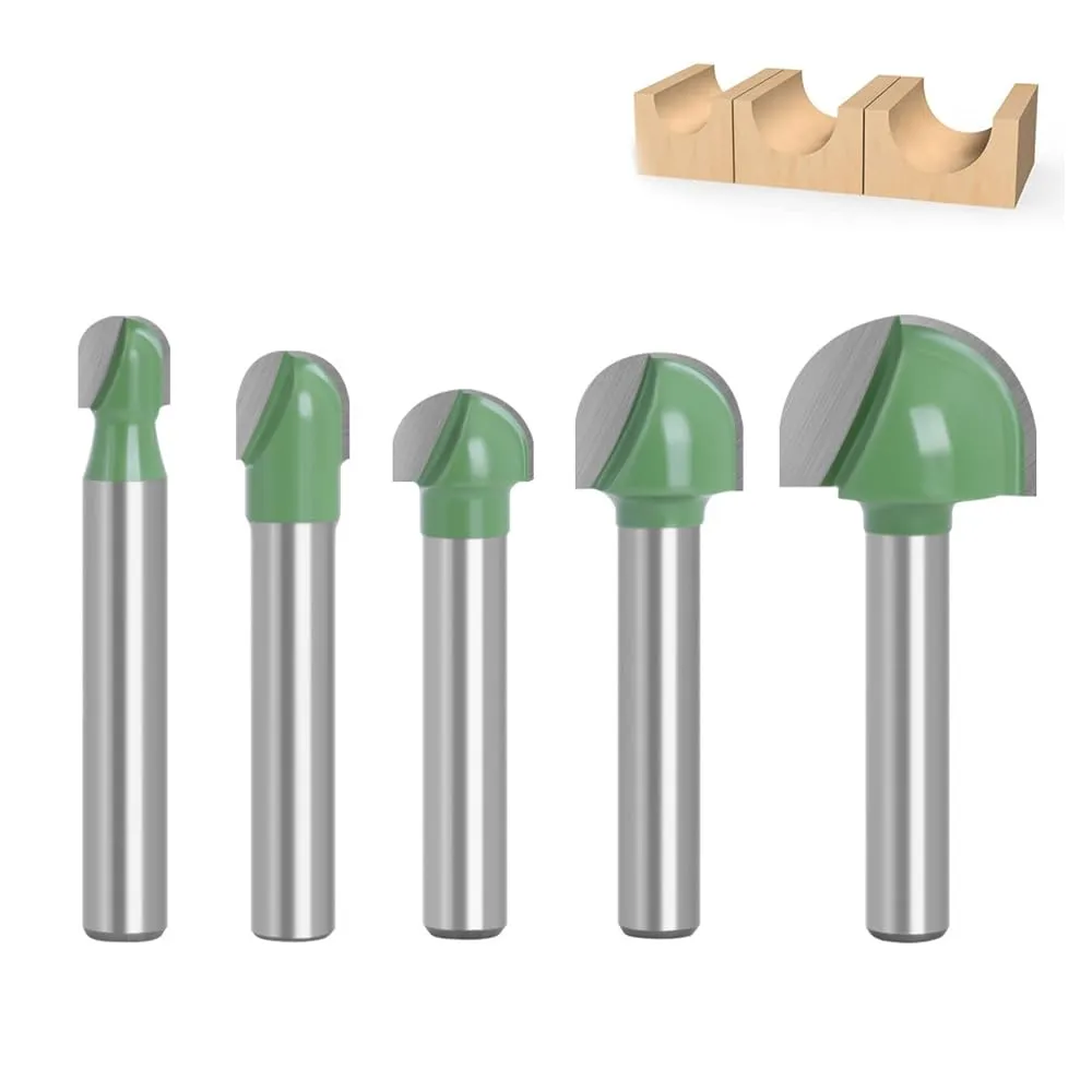 Shank Fresa a fondo, 5 Pezzi 6mm, arrotondato Fresa a punta semicircolare, punta tonda, per scanalatura Fresa per pannello sollevata per diverse tacche di profondità, 6mm / 8mm /10mm / 12mm / 18mm