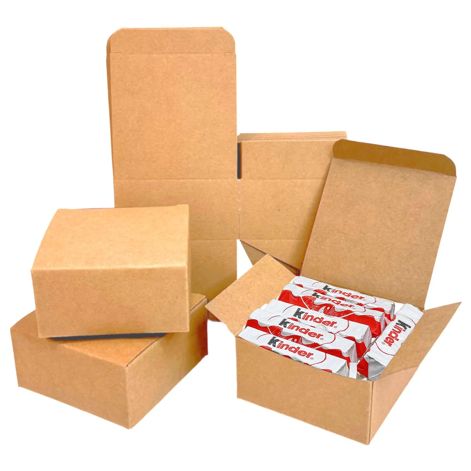 Festa Centro (10x10x5 cm) 50Pz Scatoline Carta Kraft Marrone;Scatoline Carta Kraft Marrone Quadrate;Scatola Cartone con Coperchio Facile da Assemblare - Scatole Bomboniere per Compleanni e Matrimoni