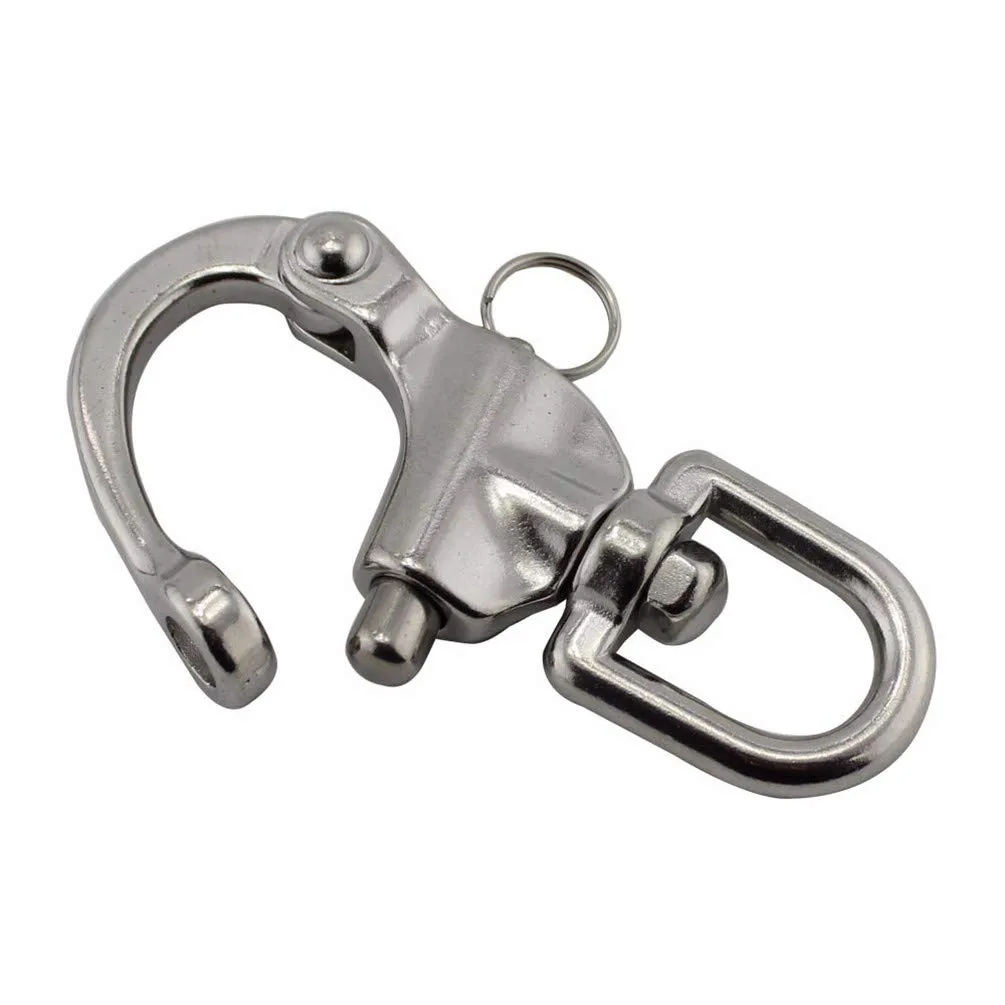 Moschettone Girevole con Occhiello per Barca, Canottaggio, Barca a Vela, in Acciaio Inox 316, 87mm 2pcs
