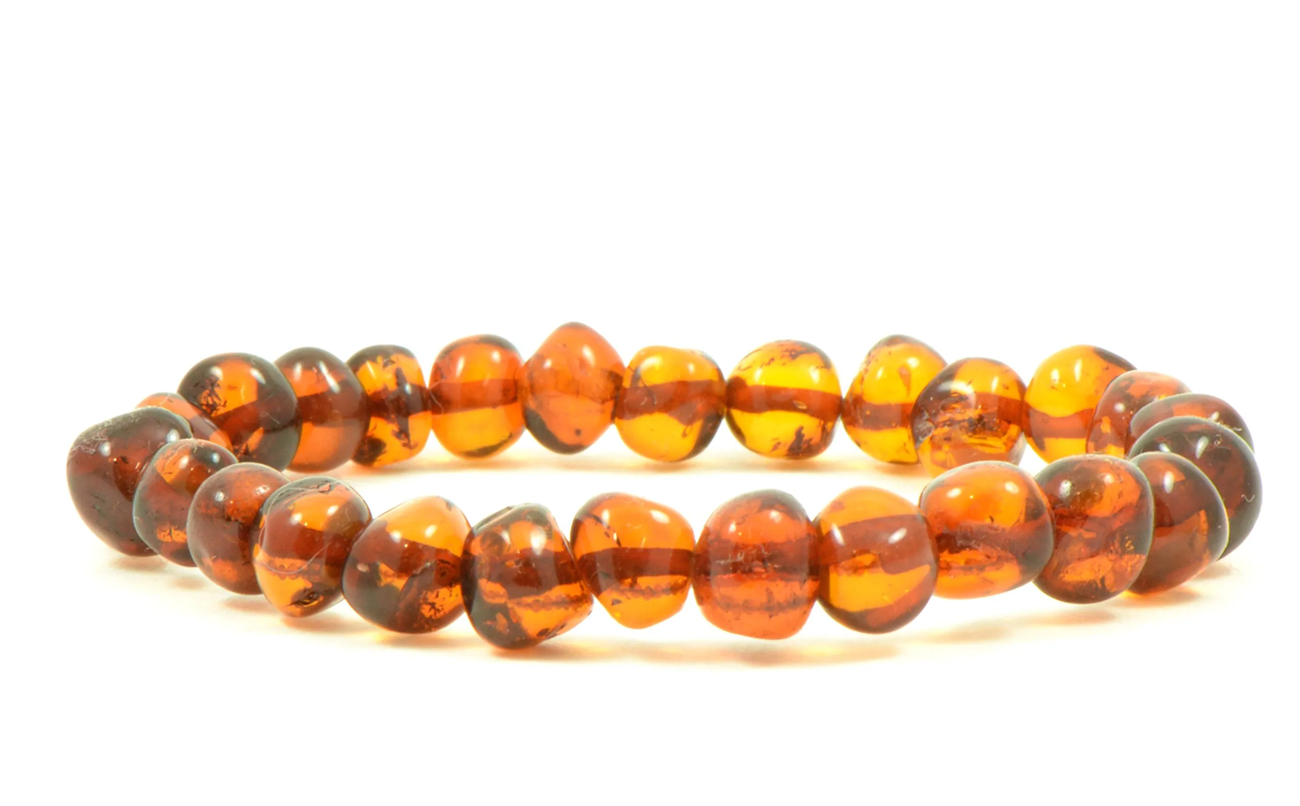 Bracciale in Ambra elastico, fatto a mano, in autentica ambra baltica, 18 cm