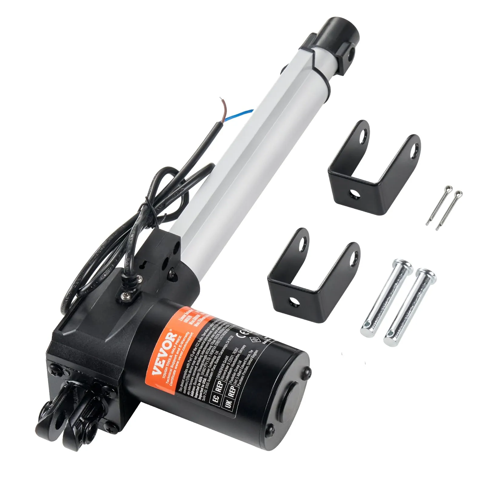 VEVOR Attuatore lineare 12V, Attuatore lineare da 8 pollici 1320lbs/6000N, Attuatore di movimento lineare da 0,19"/s con staffa di montaggio e protezione IP44 per porte elettriche