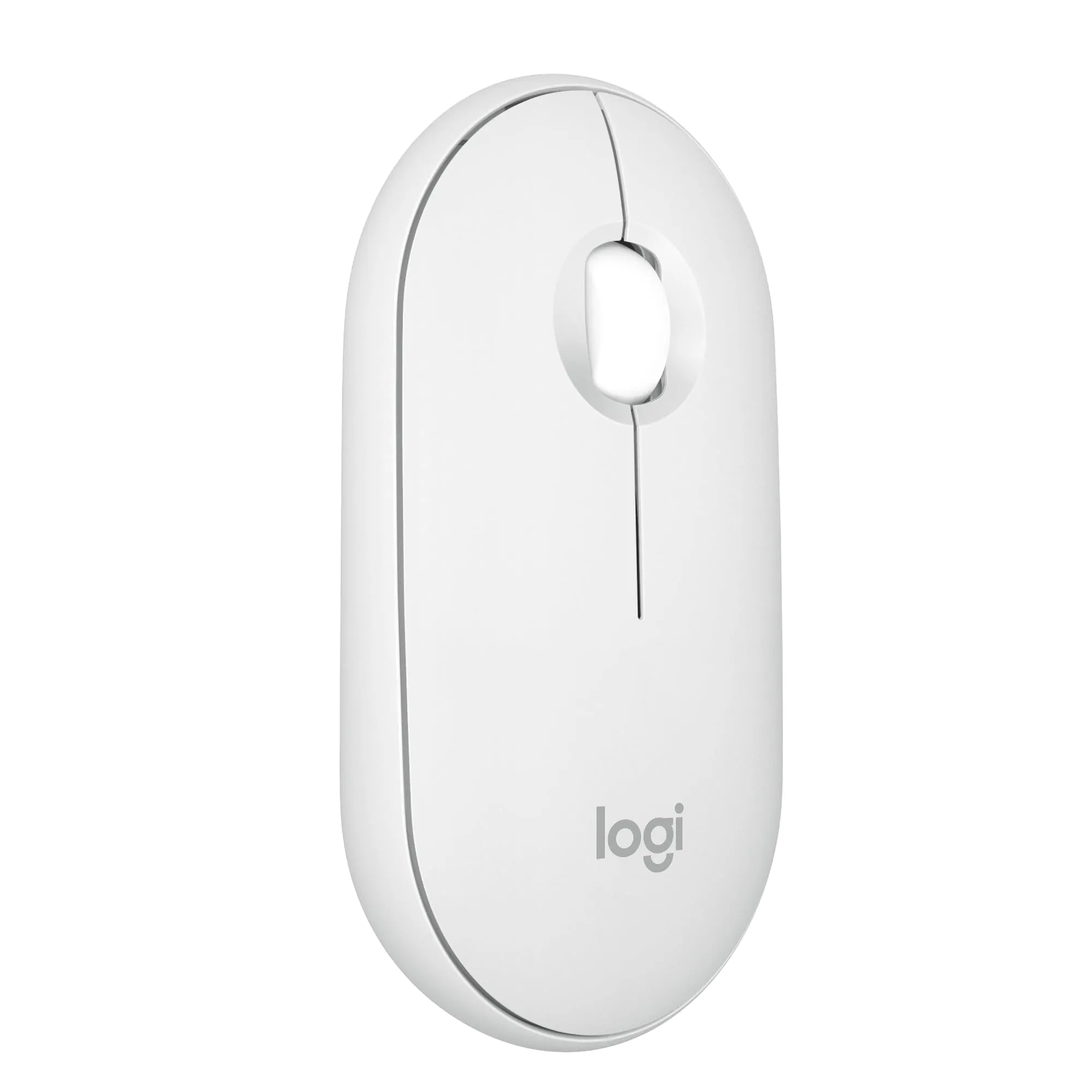 Logitech Pebble Mouse 2 M350s wireless Bluetooth sottile, portatile, leggero, personalizzabile, clic discreti, Easy-Switch per Windows, macOS, iPadOS, Android, Chrome OS - Bianco
