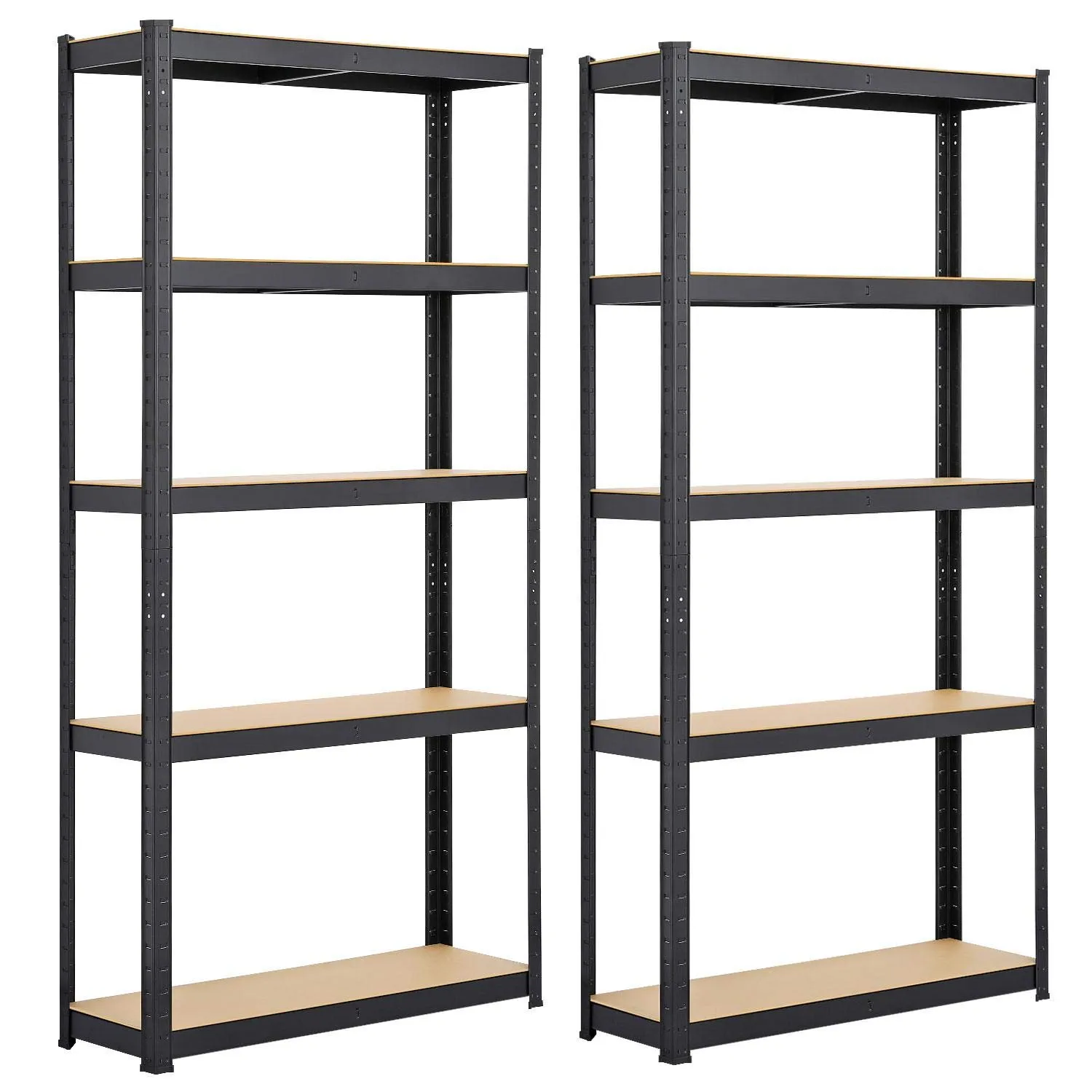 Yaheetech 2 Scaffali/Scaffalatture Metalliche da Garage 180 x 90 x 30 cm a 5 Ripiani in Acciaio Portata 175 kg per Ripiano Mensole da Cucina Magazzino Negozio Salvaspazio Neri