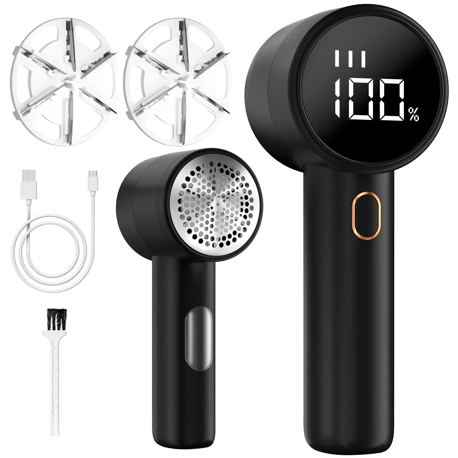 BZGG Levapelucchi Elettrico,Display Digitale LCD,Rimuove i Pelucchi per 3 Livelli di Potenza Regolabili, Taglia Pelucchi a 6 Lame per vari Tessuti,Nero