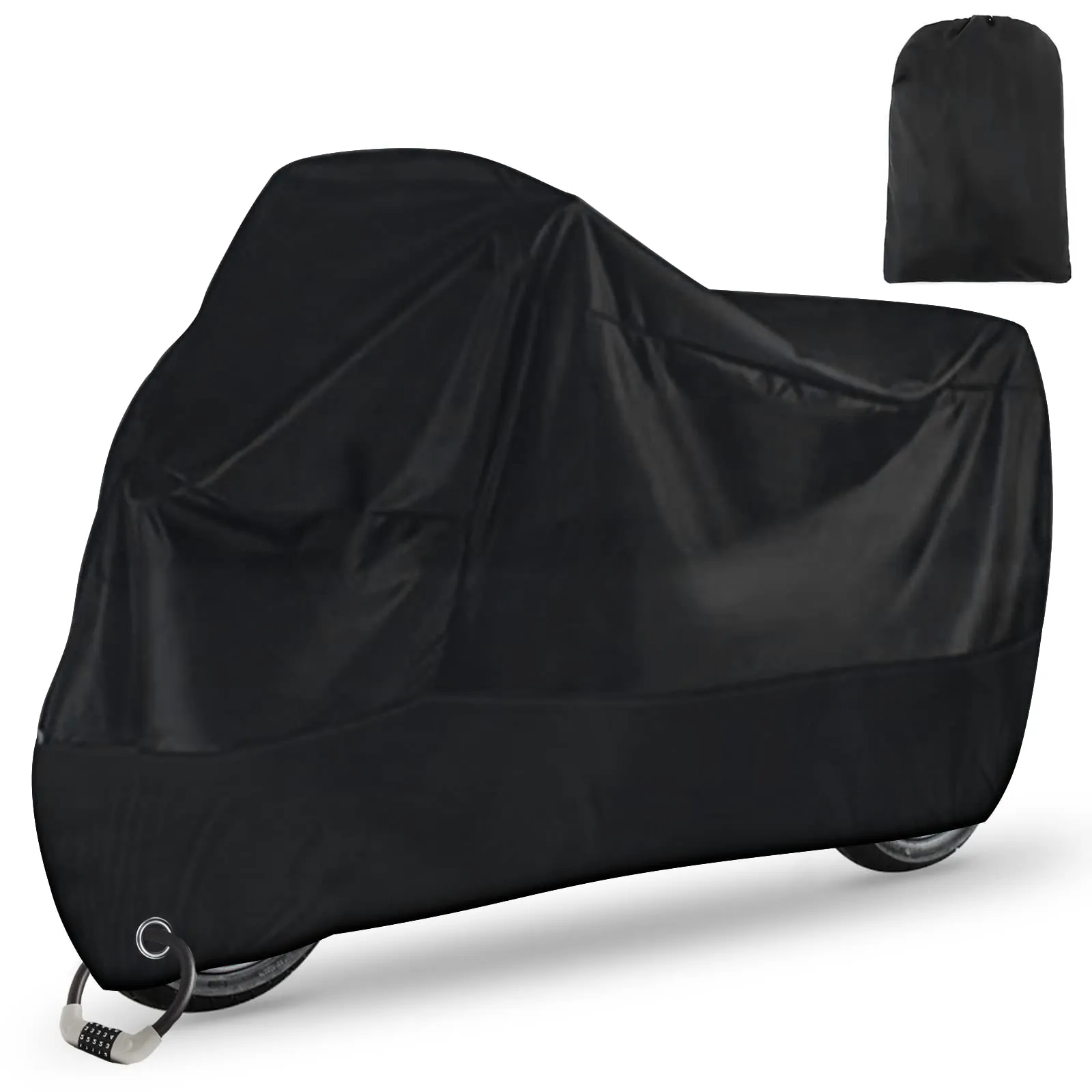 Telo Coprimoto da Esterno, XXL Impermeabile 210D Oxford Copertura Universale con foro della chiave, protegge dai raggi UV pioggia neve polvere, per Scooter Motocross 245x105x125cm Nero