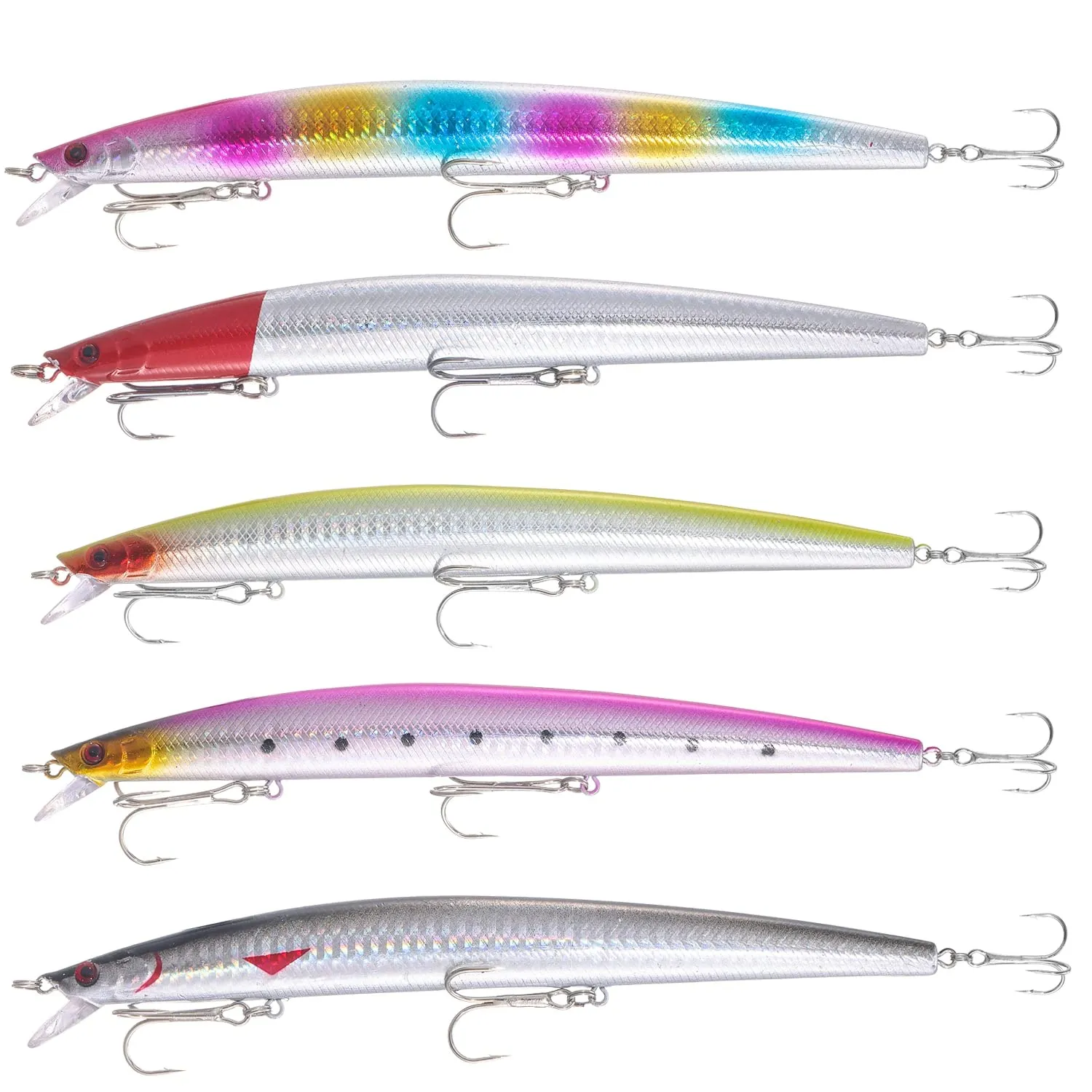 TUXIBIN 5 pcs Esche da Pesca, Kit di Esche da Pesca, Esche da Spinning, Esche Minnow, Crankbaits Swimbait, Artificiali per Pesca, Esca Artificiale, artificiali spinning mare