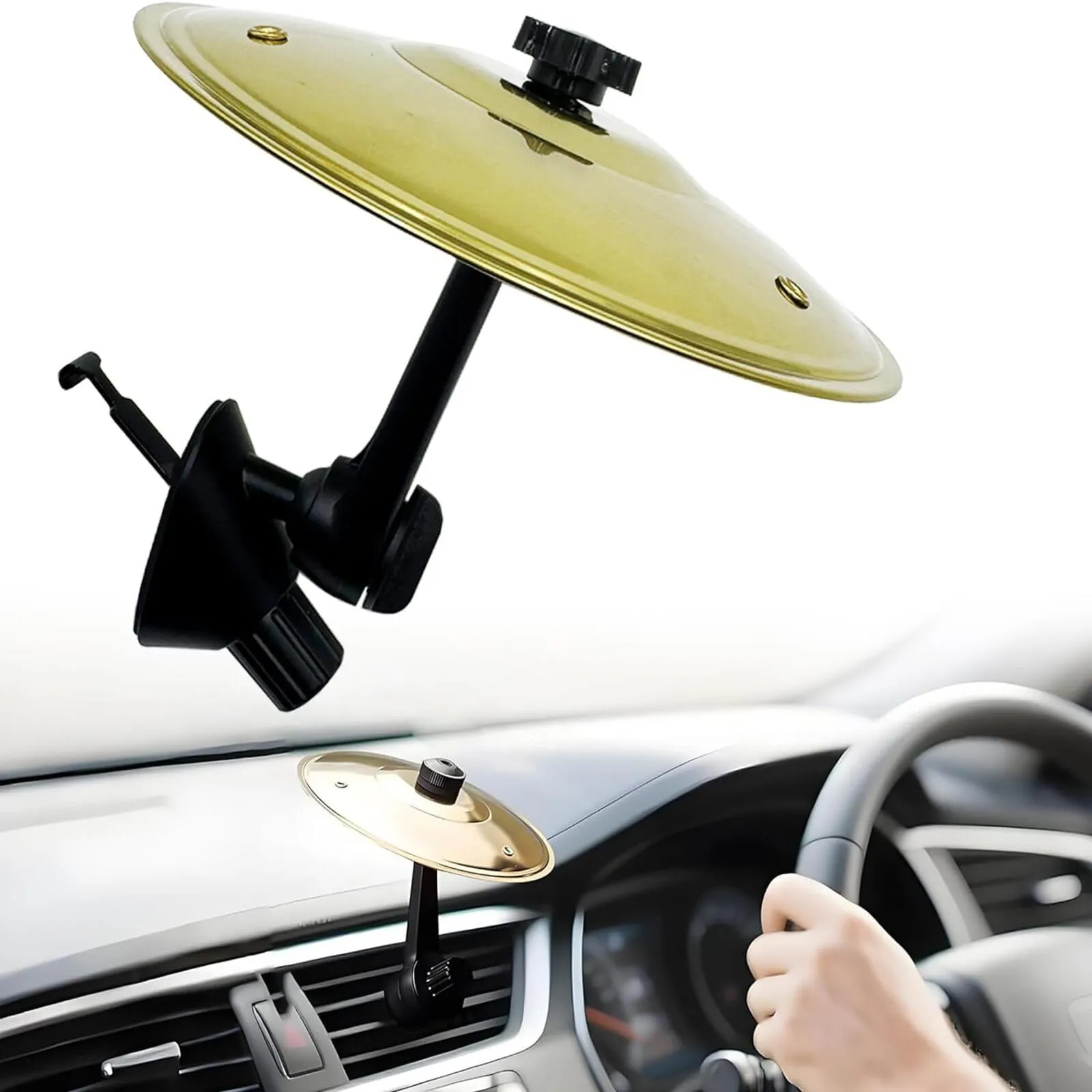Kezidhp Mini Crash Becken Auto, Cymbal da Ventilazione Dorata, Strumento Musicale per Auto, Decorazione & Gadget Musicale per Appassionati