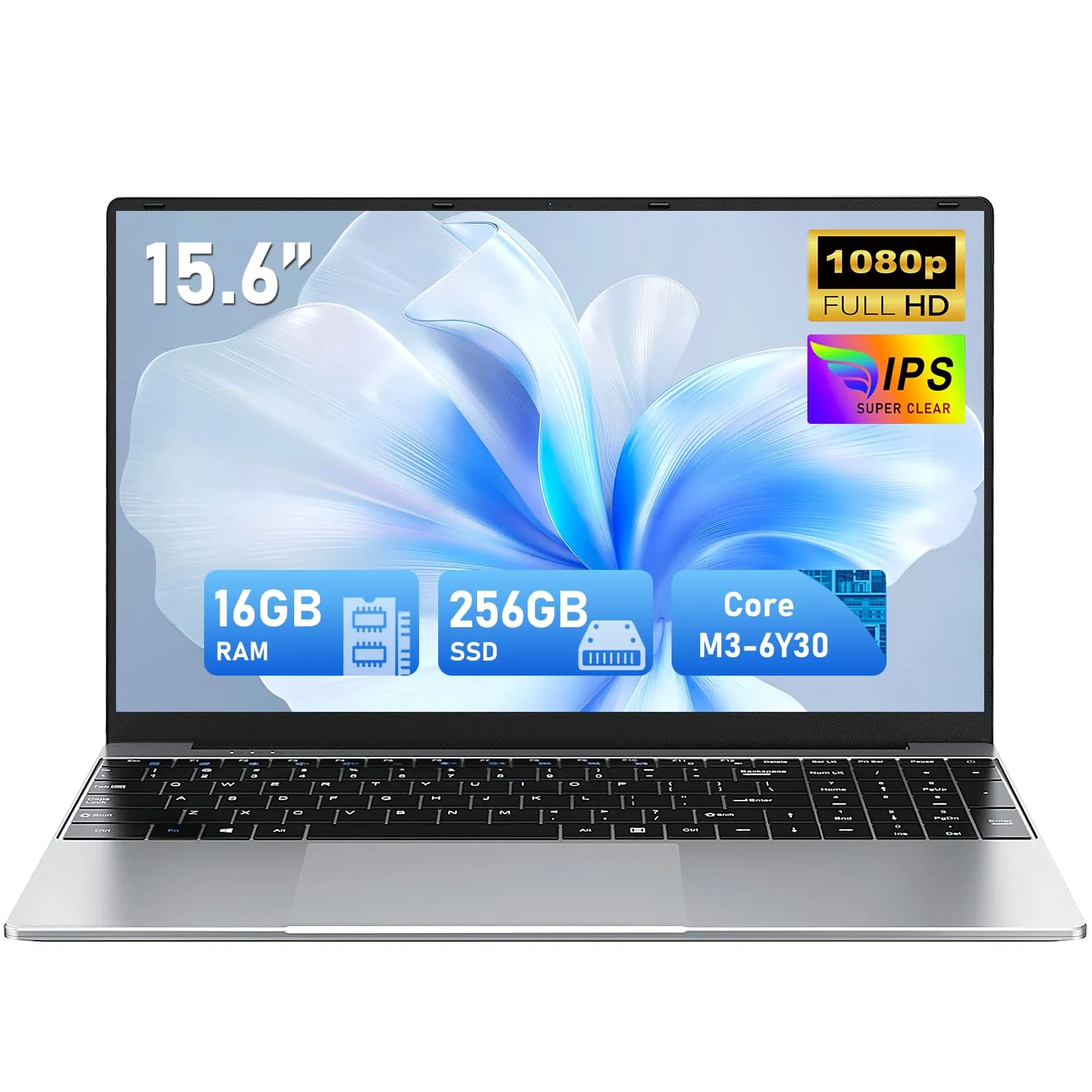 FUNYET Computer portatile, 2026 Laptop da 15,6 Pollici, Portatile Core M3 6Y30,16 GB RAM 256 GB SSD, IPS FHD 1920 x 1080 Notebook Laptop, 180°Chiusura Aperta, 5000 mAh, Supports TF Cards, Studente