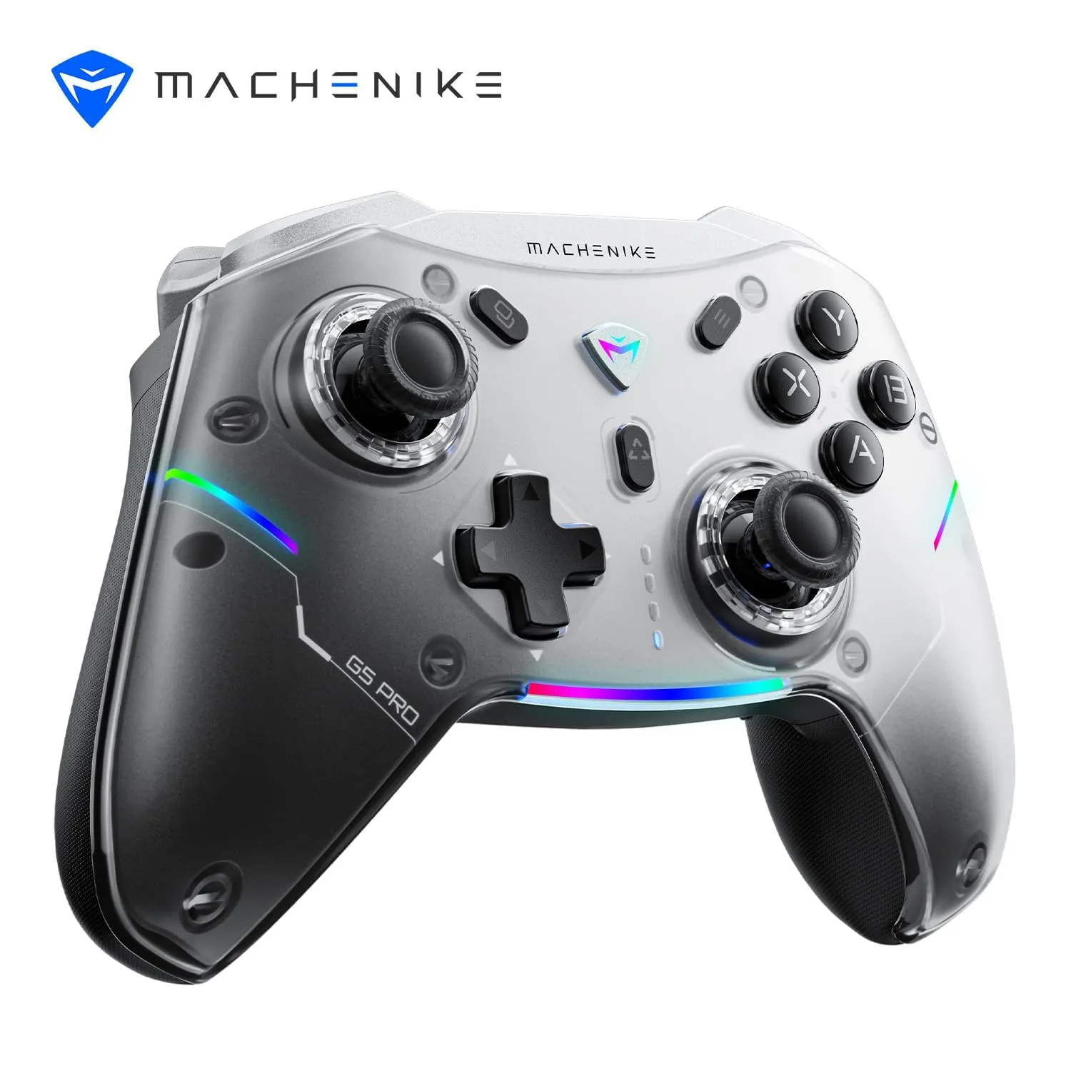 Machenike G5 Pro Wireless Controller PC per Windows PC, Switch, IOS&Android,Joystick PC Hall Effect Joystick＆Trigger/Giroscope,Luci RGB (Nero)