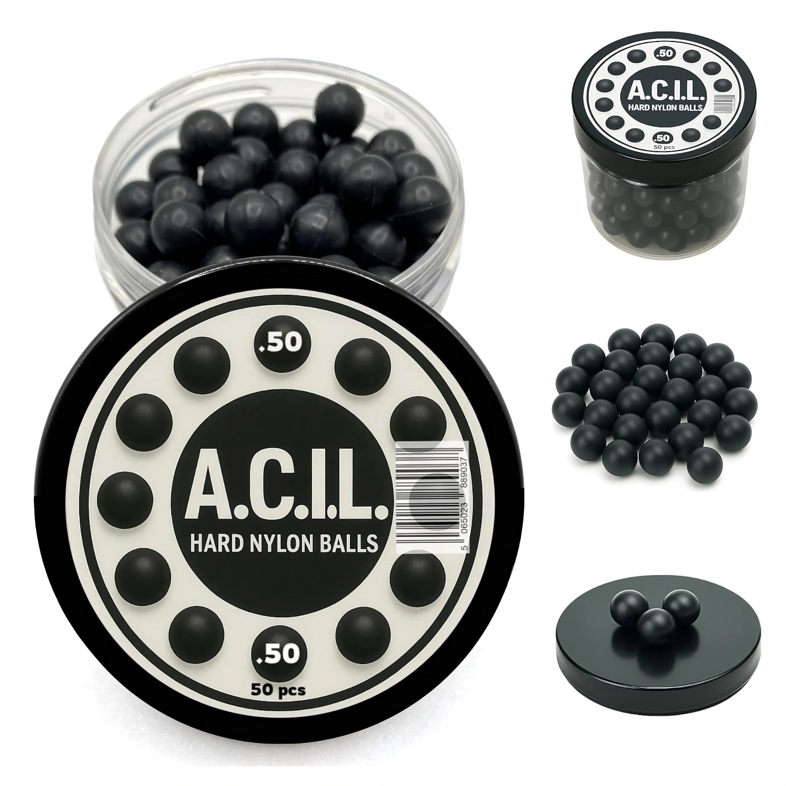50 x Hard Nylon Balls in 50 Caliber Paintballs Solid Balls Precision Training Ammo for Paintball, RAM & Self Defense Pistols – Durable Reusable Projectiles