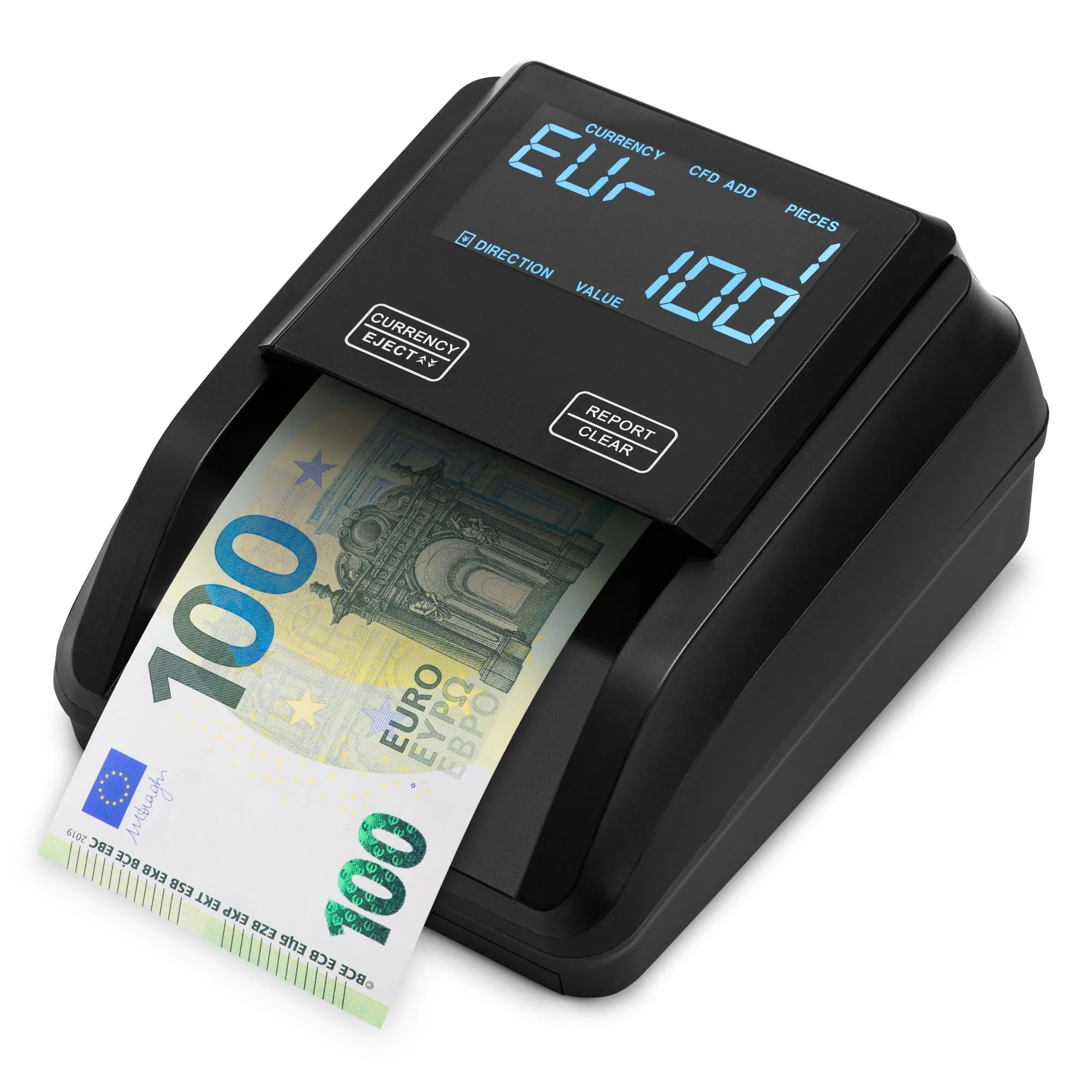ZENACASA Rilevatore Banconote False e Conta Banconote con schermo tattile - per EUR, USD e GBP - Portatile Compatto e Leggero