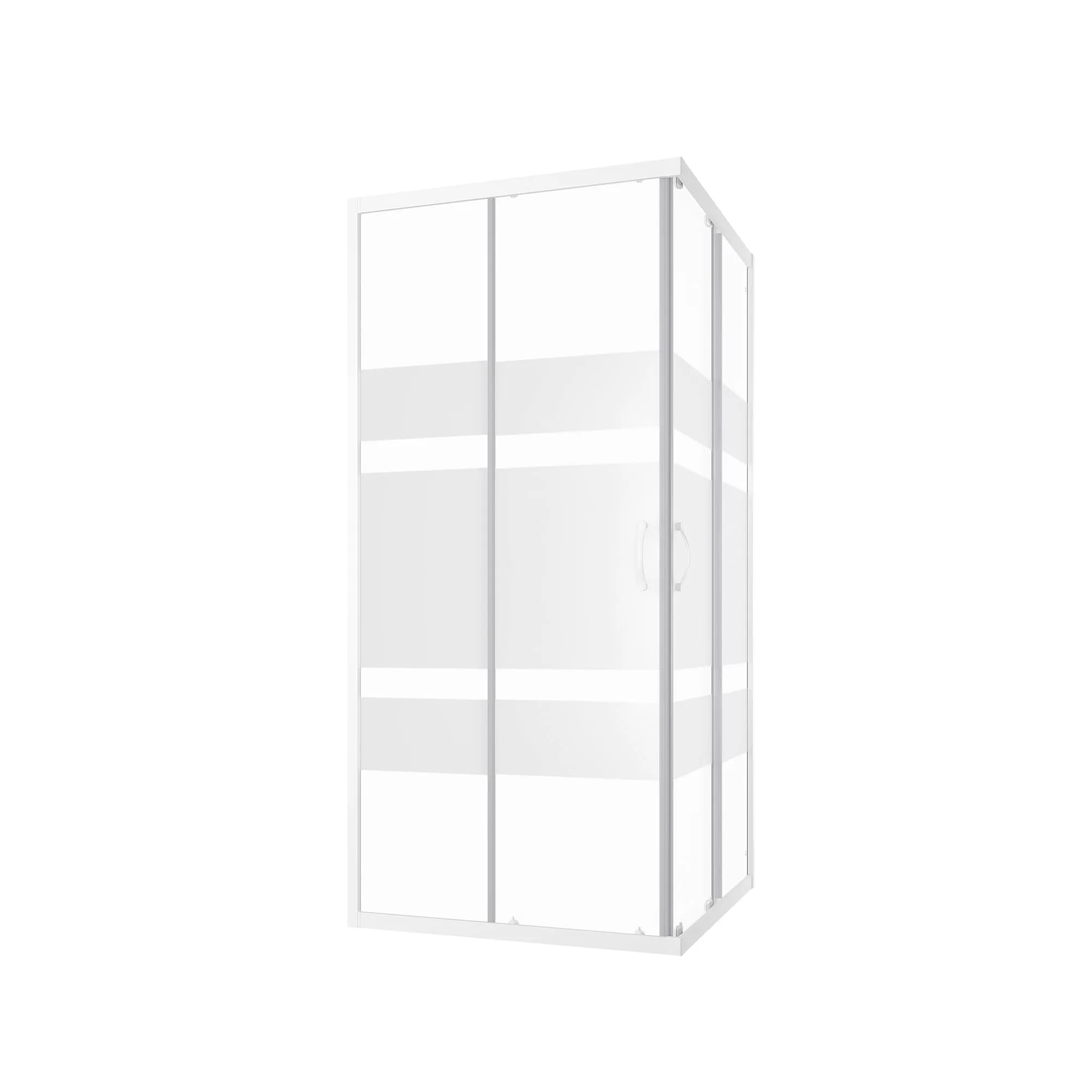 Box Doccia Angolare 80x80 cm Vetro Serigrafato 4 mm Profili Bianchi h185cm mod. Grenada