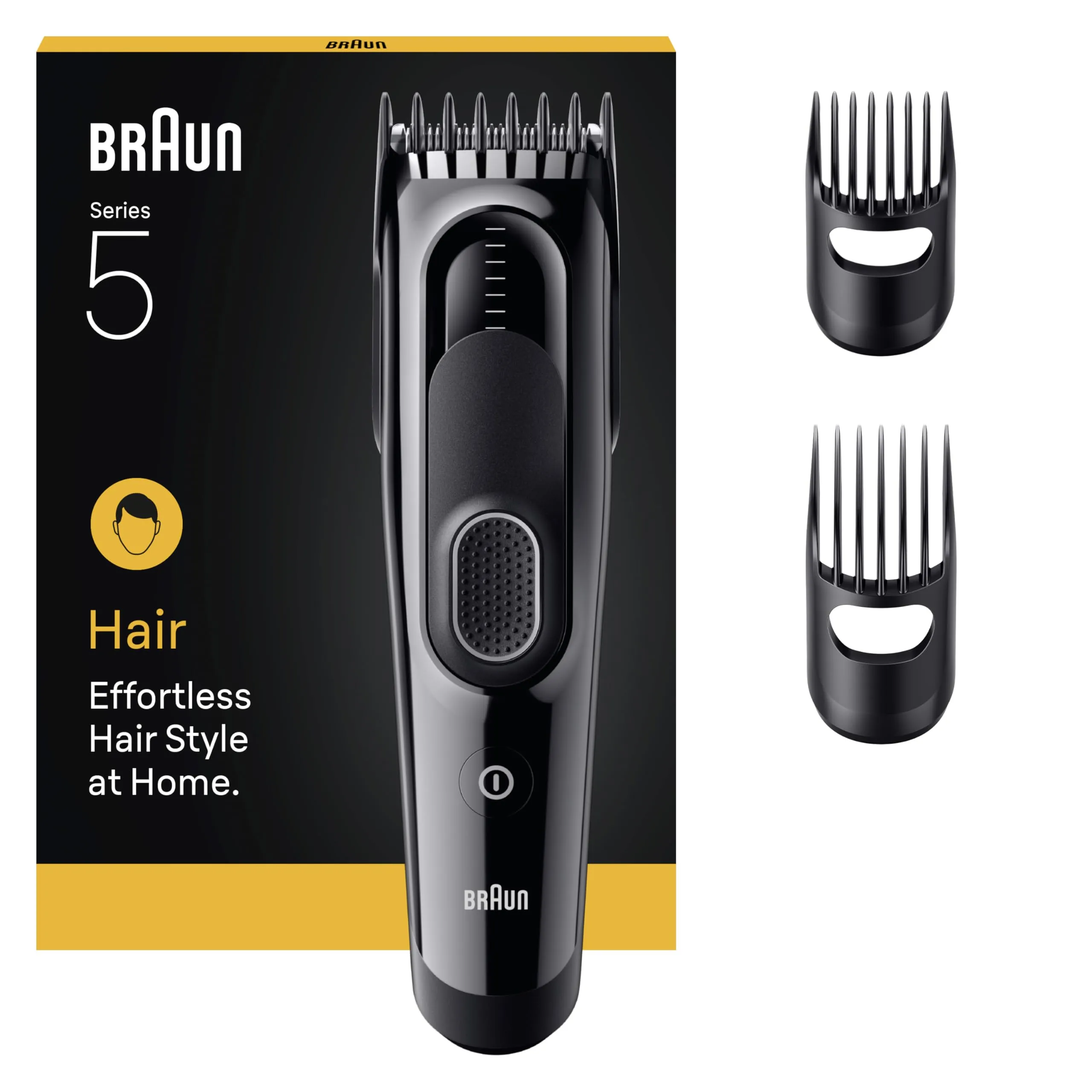 Braun Tagliacapelli serie 5, + 3 strumenti per creare il suo stile, lama affilata e indistruttibile, 17 lunghezze, blocco di memoria, durata 50 min, lavabile, HC5530, nero