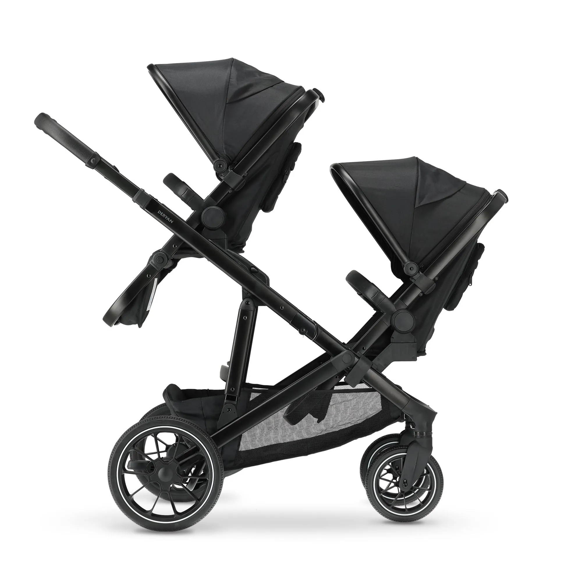 Deryan Evy V2 Kinderwagen 2in1 - Duo Kinderwagen - Uitbreidbaar inclusief reiswieg en zitje - Zwart