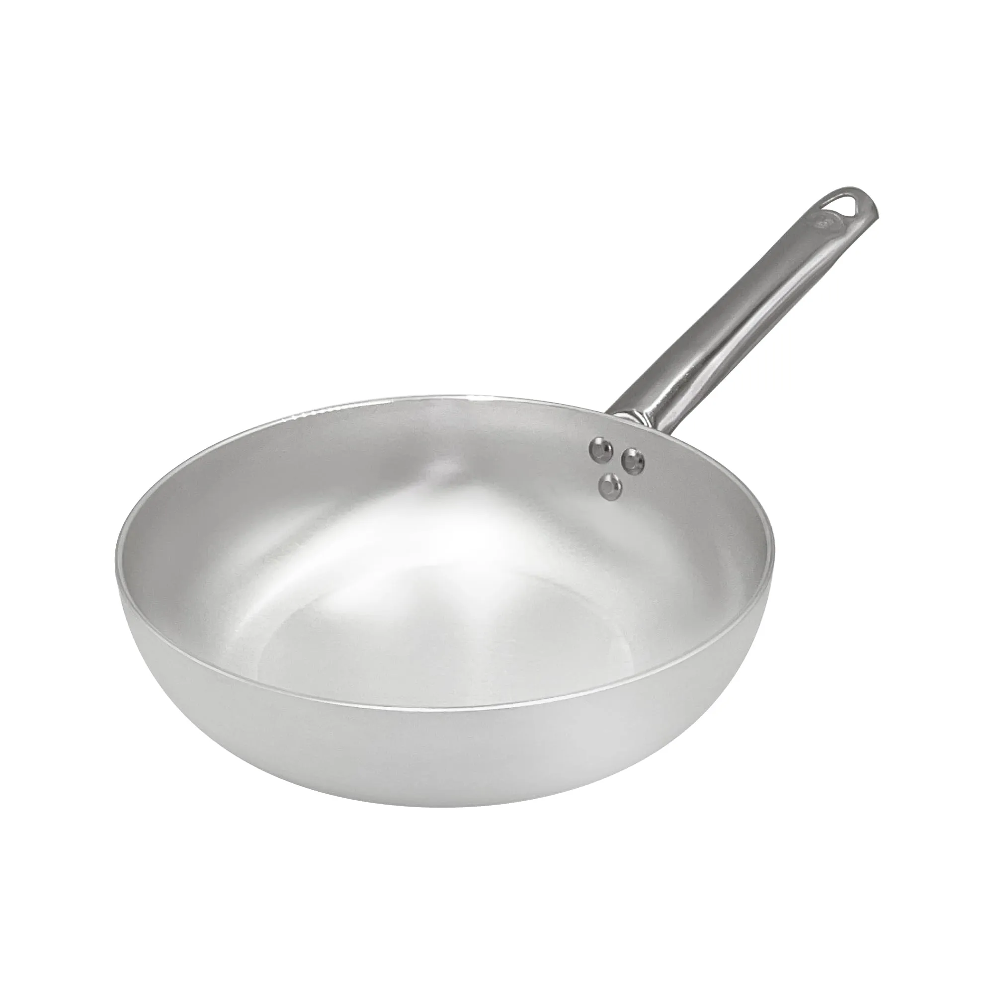 Pentole Agnelli Alluminio 3 mm Professionale Padella Alta per Saltare con Manico Inox, Argento, con rivestimento antiaderente, 24 cm