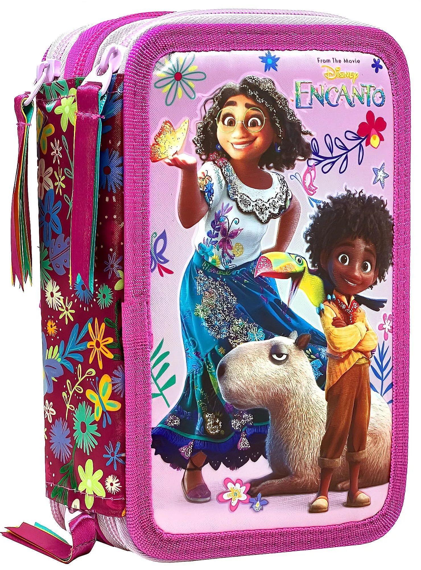 Clondo Astuccio 3 Scomparti, 45 Pezzi, Per Stitch Fan, 2 Penne Gel Cancellabili, Colla, Forbici, Pastelli 4.0, 3 Zip, Bambina, Scuola e Regalo, Rosa, Angel