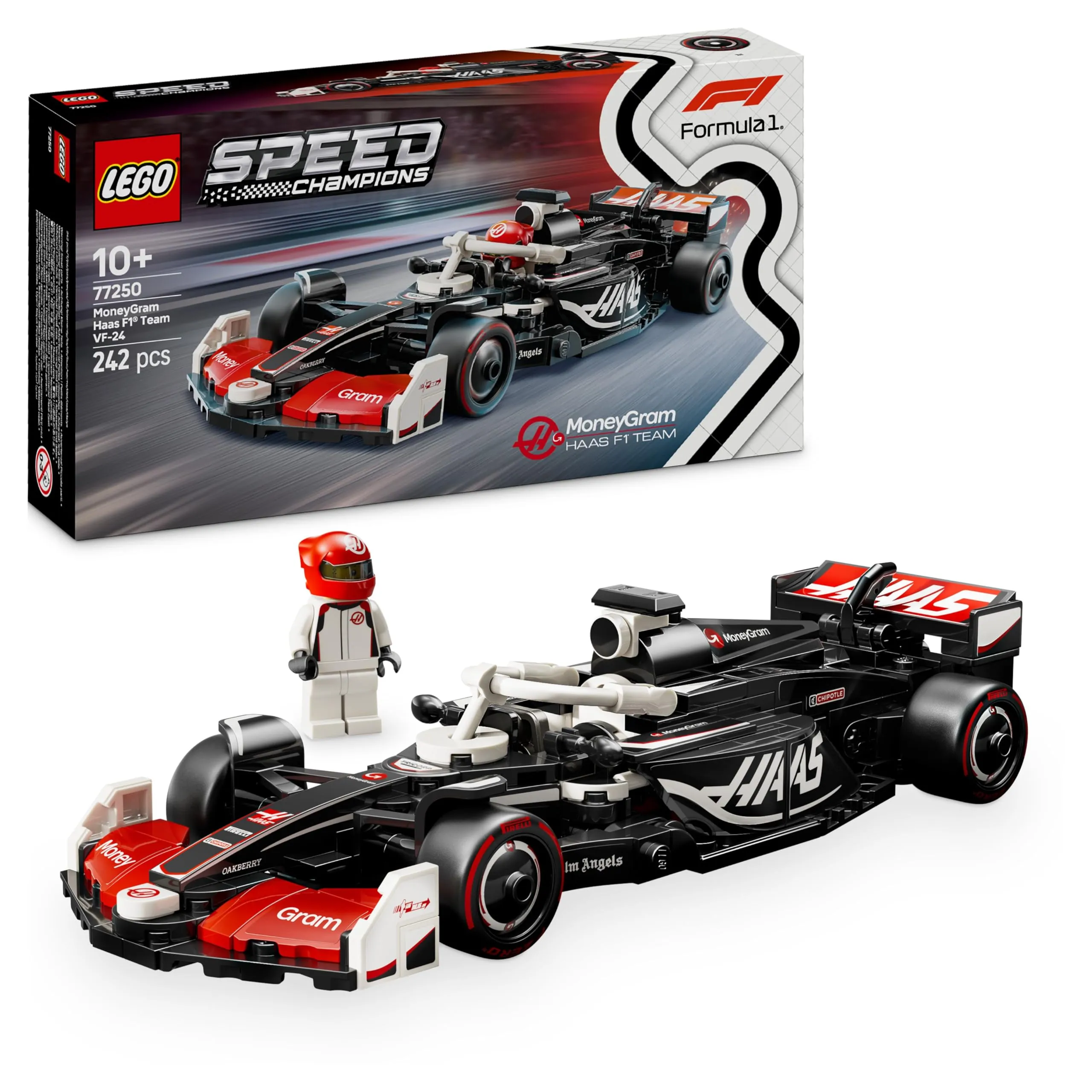 LEGO Speed Champions Auto da Corsa MoneyGram Haas F1 Team VF-24 - Regalo Festa del Papà - Macchina Giocattolo con Minifigure - Modello per Bambini da 10 Anni o per Adulti Fan della Formula 1-77250