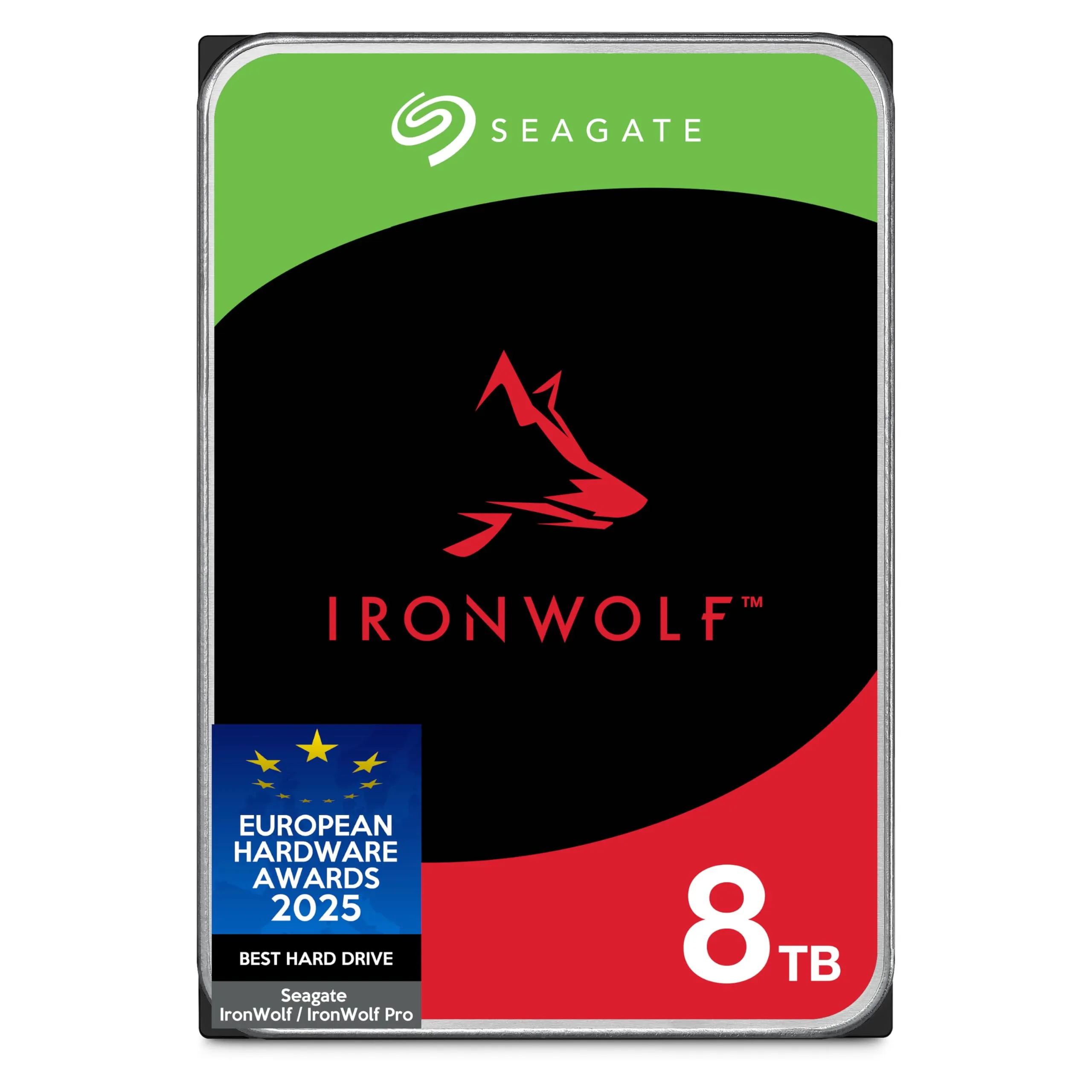Seagate IronWolf 8TB, Unità disco interna, per NAS RAID, NAS, 3.5", SATA 6 GB/s, 7200 RPM, FFP, Data Rescue Service (ST8000VNZ02)