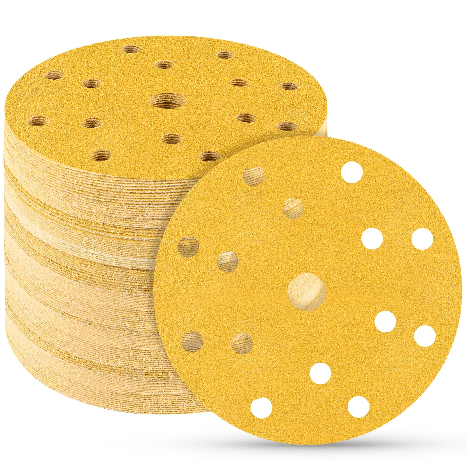 STEBRUAM 50 pezzi Dischi Abrasivi 150mm,100 Grana 15 fori set Fori Rotondi Carta Vetro 150 mm per Orbitale Levigatrice Giraffa per Legno,Metallo