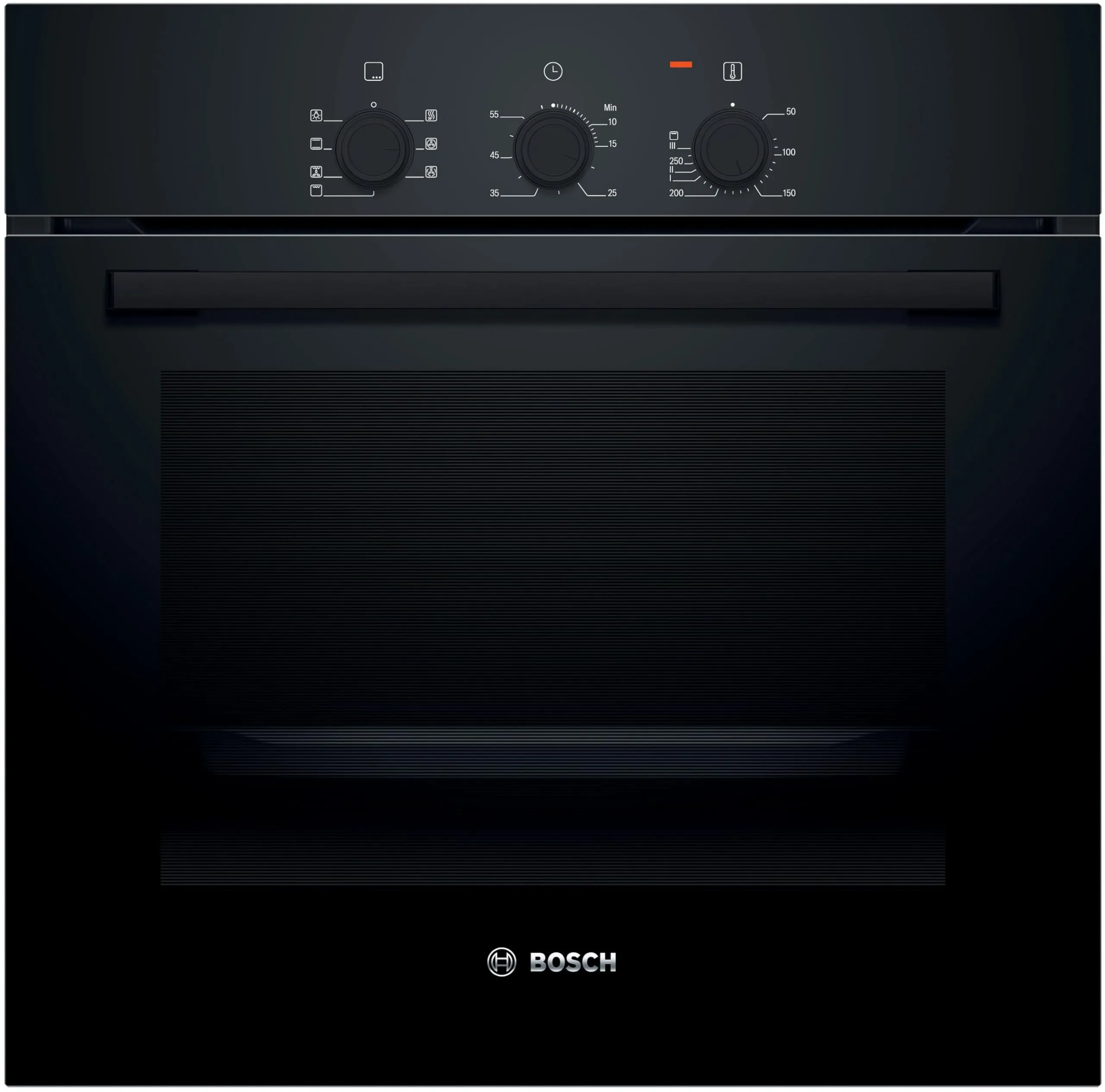 Bosch HBF011BA2 Serie 2, Forno da incasso, Aria Calda 3D: Cottura uniforme fino a 3 livelli, 3 manopole, Nero, 60 x 60 cm