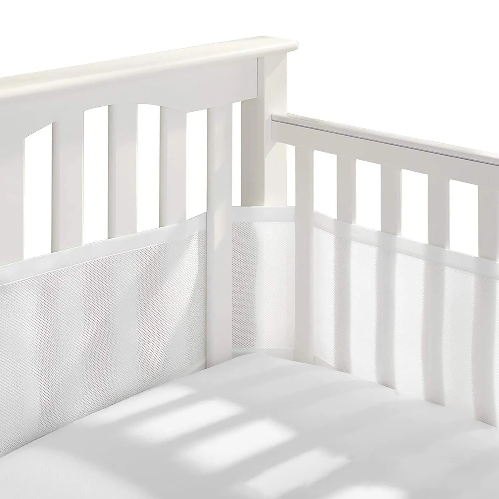 Bizcasa Paracolpi Lettino,2 Pezzi Paraurti in Rete Traspirante a Circolazione d'Aria,4 Lati Paraurti COT Baby Protezione,Regolabile Rimovibile,Lavabile -340cmx30cm + 160cmx30cm