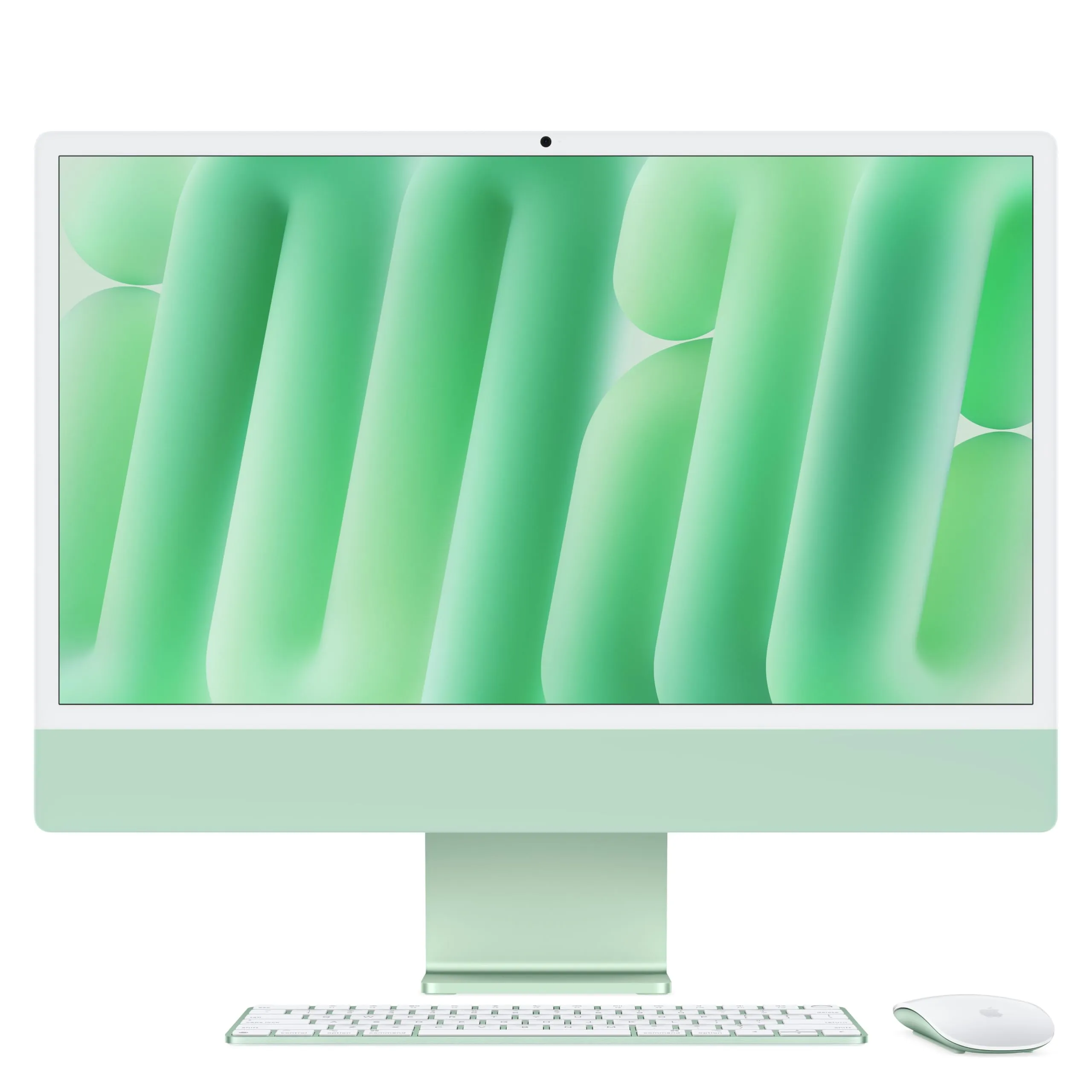 Apple iMac Computer desktop all-in-one: Chip M4, CPU 10-core e GPU 10-core: display Retina 24'', 16GB di memoria unificata, 256GB di archiviazione SSD, con accessori. Per iPhone/iPad; Verde