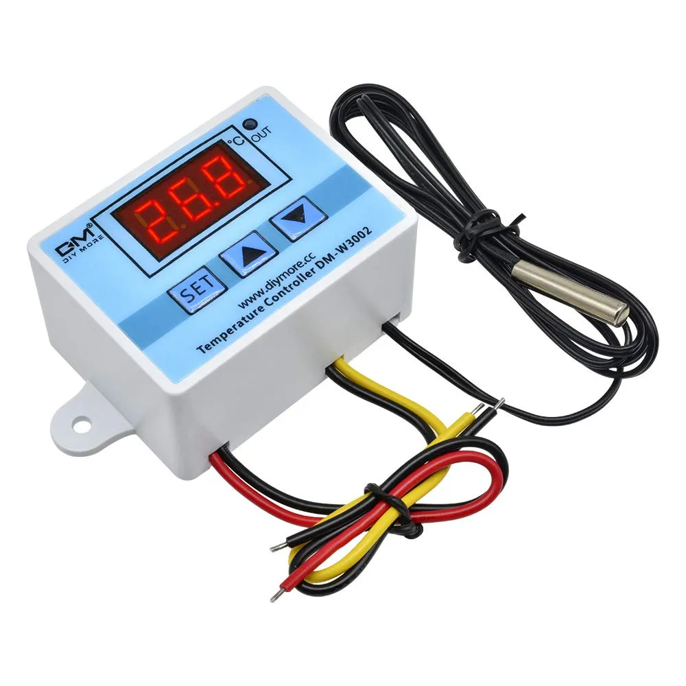 diymore Regolatore di Temperatura con Sonda Sensore Modulo Termostato Digitale AC 110V-220V Regolatore di Temperatura Digitale W3002 Termostato di Raffreddamento Riscaldamento