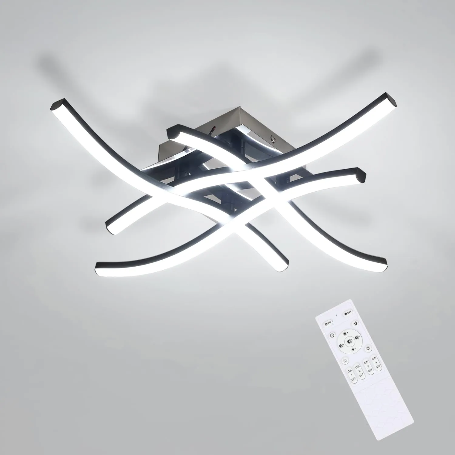 Comely 28W 3200LM Plafoniera LED Soffitto Dimmerabile con Telecomando 3000K-6500K, Nero Ondulato Lampada da Soffitto LED, Lampadario Soffitto per Camera da letto Soggiorno Cucina Corridoio Ufficio