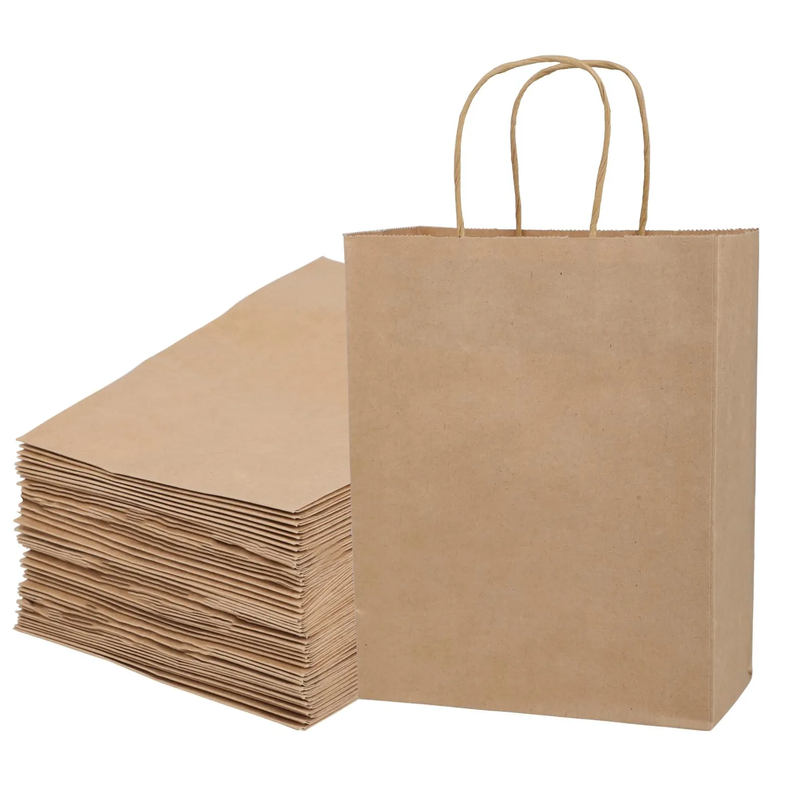 50 sacchetti di carta - sacchetti marroni di carta kraft - Sacchetti Regalo di Carta - buste in carta Kraft - Sacchetti Carta con Manici per Matrimoni,Compleanni,Festa,Natale - 21 x 11 x 27 cm