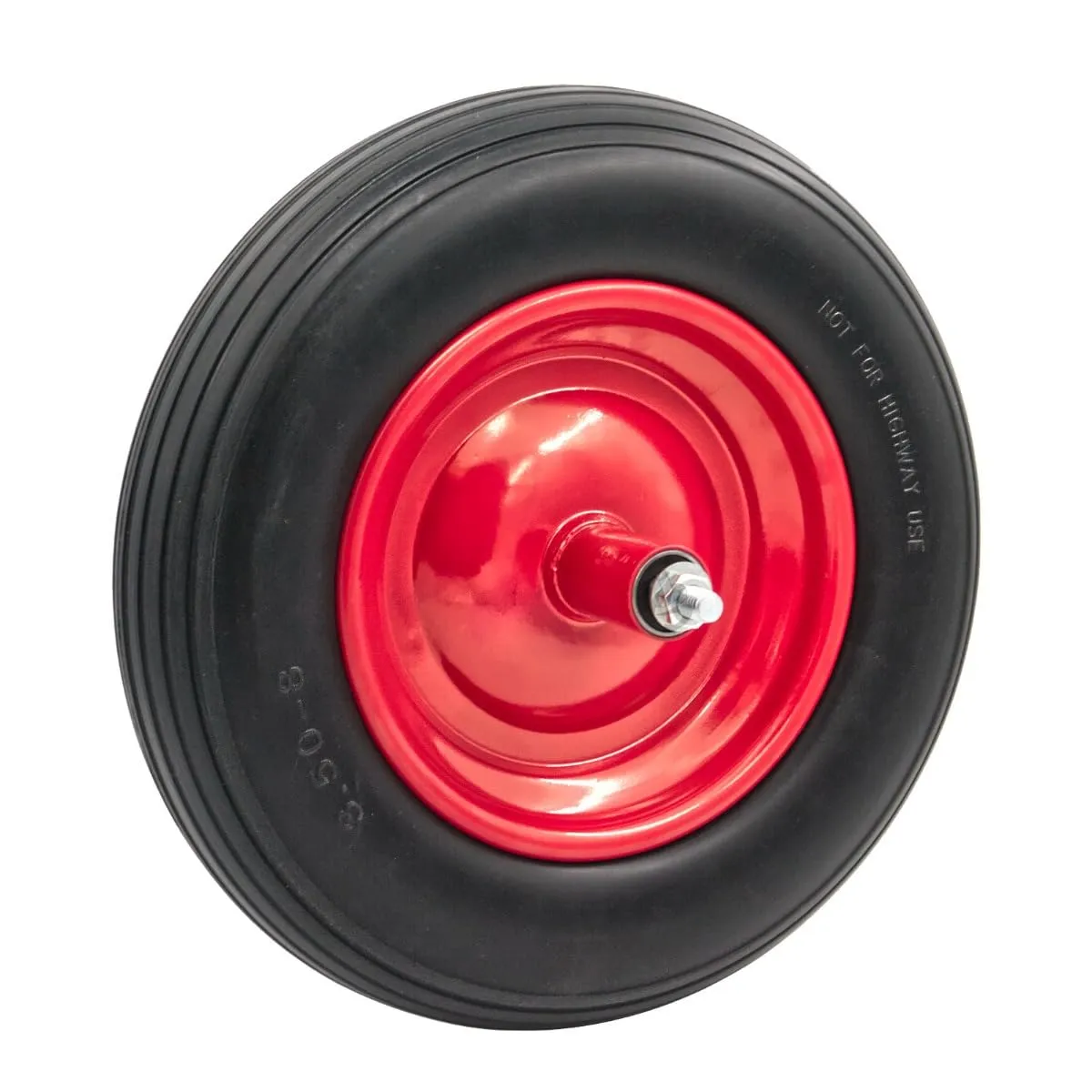 STI Ruota 3.5-8 Ø 360mm Gomma Piena Antiforatura per Carriola compreso asse 210mm x 12mm