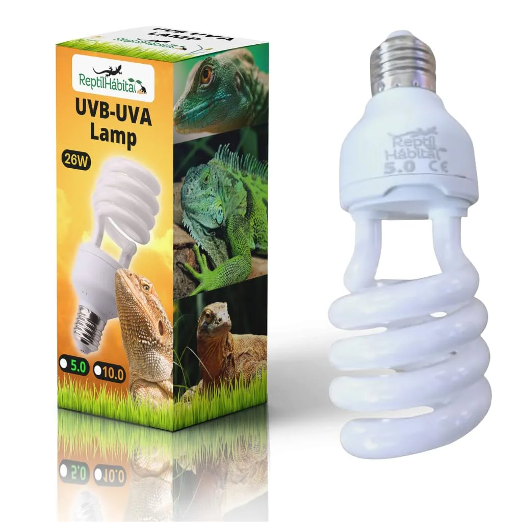 ReptilHábitat Lampada UVB 5.0 UVA 13W per Terrario di rettili, Piante e Tartarughe, Lampadina E27 Ideale per Tartarughe e Pogona