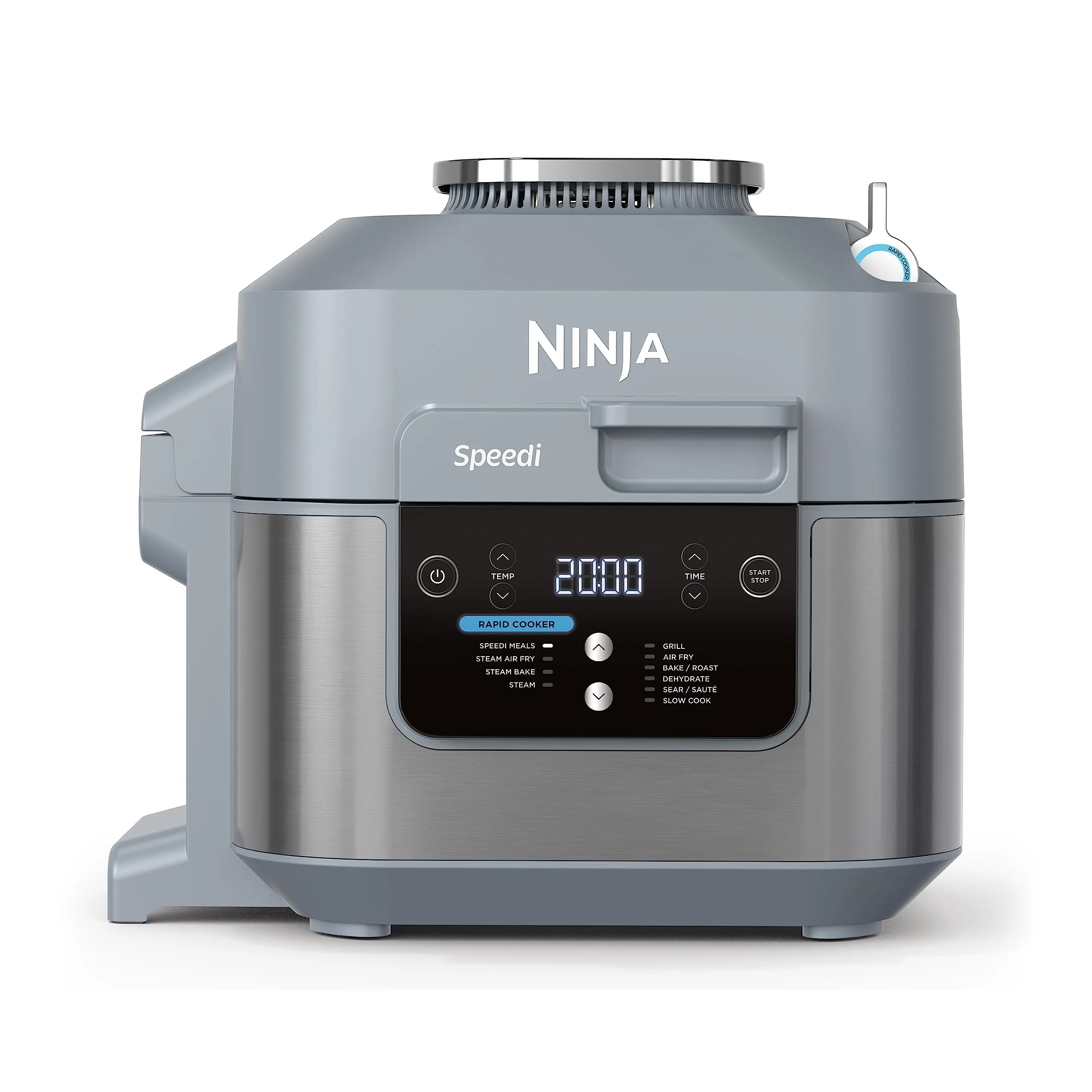 Ninja Speedi Pentola Elettrica Rapida 10 in 1, Friggitrice ad Aria, 5,7 l, Pasti per 4 in 15 Minuti, Frittura ad Aria e Cottura al Vapore, Idea Regalo Natale, Grigio, ON400EU