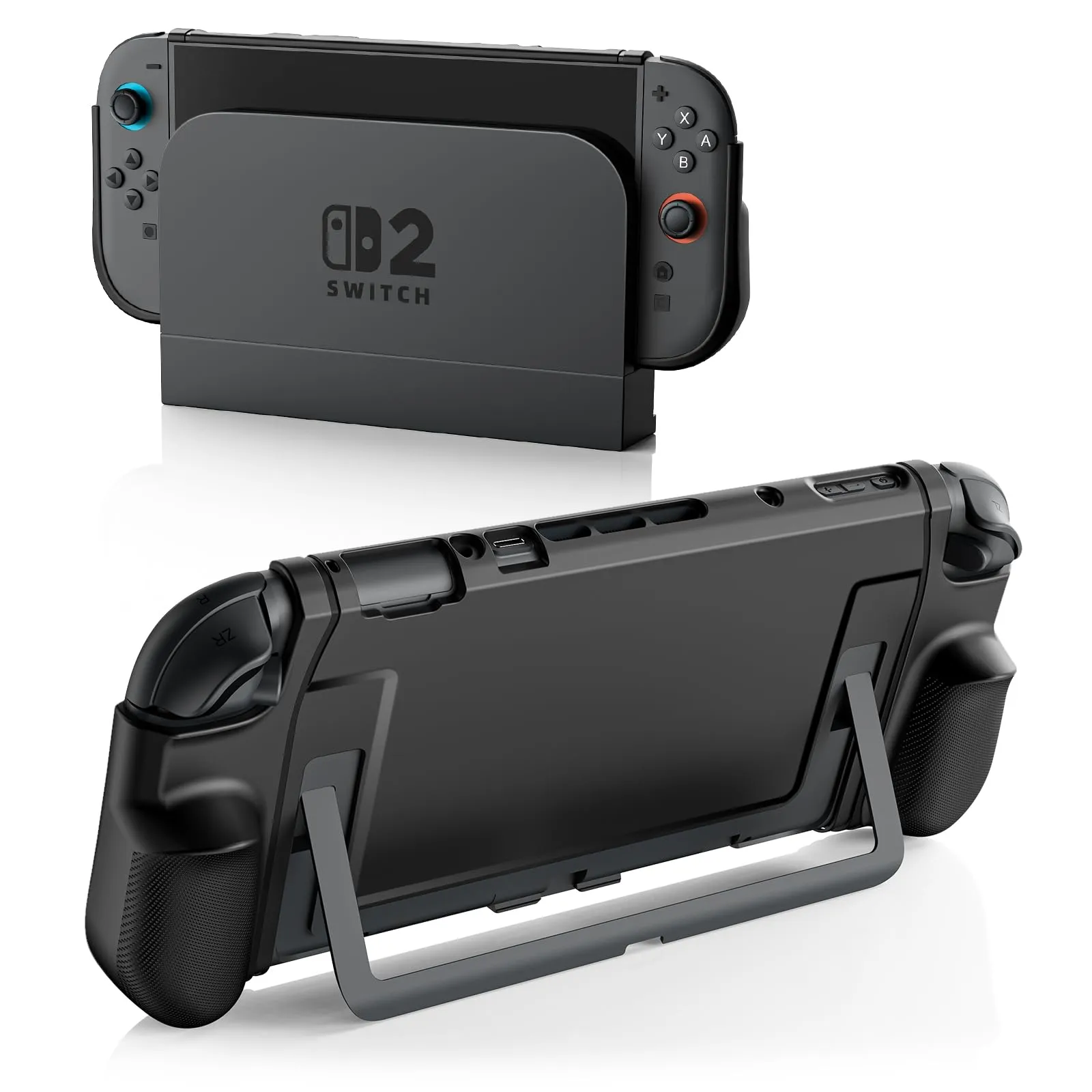 TiMOVO Custodia Agganciabile per Nintendo Switch 2 2025, Accessori Protettivi in TPU con Design Ergonomico per Console Switch 2 e JoyCon, Assorbimento Degli Urti Antigraffio Ritagli Precisi, Nero