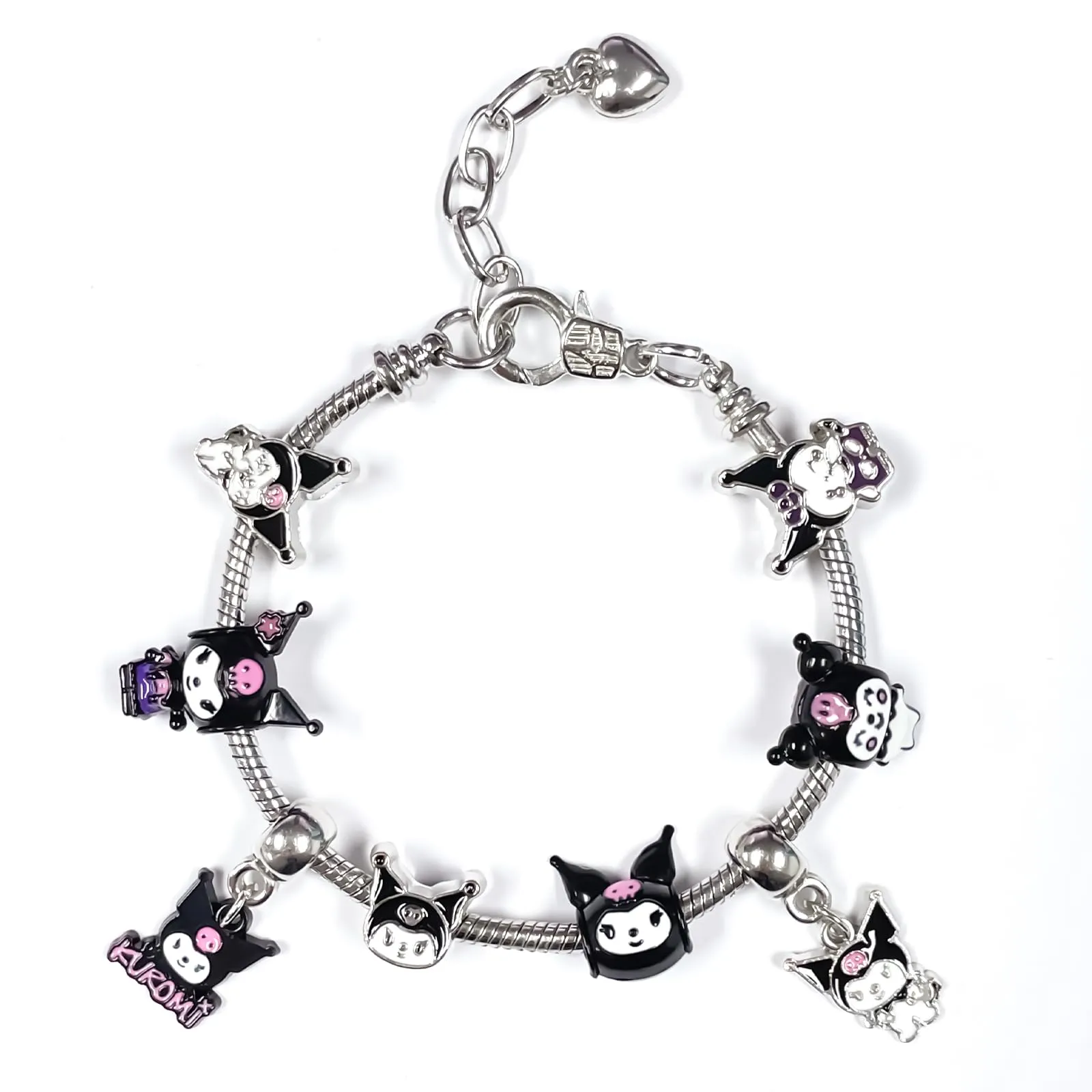 Ubephant Bracciale Kuromi, Bracciale Sanrio, Kuromi Bracciali, K-uromi Bracciali Pendente, 18+5cm Amicizia Sanrio Gioielli Regalo per Fans