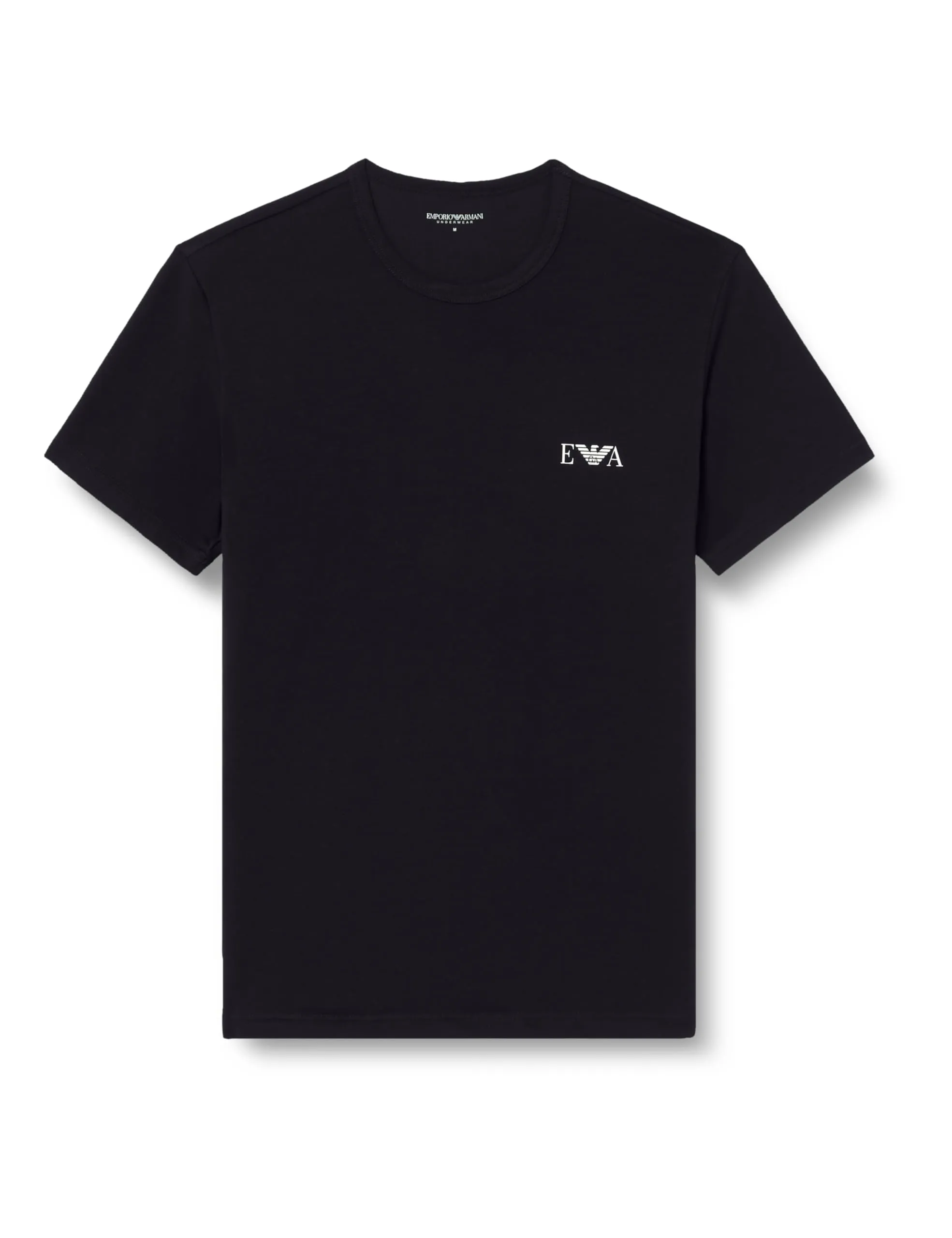 Emporio Armani T-Shirt da Uomo con monogramma audace, Confezione da 2, Maglietta Girocollo, Nero/Nero, M
