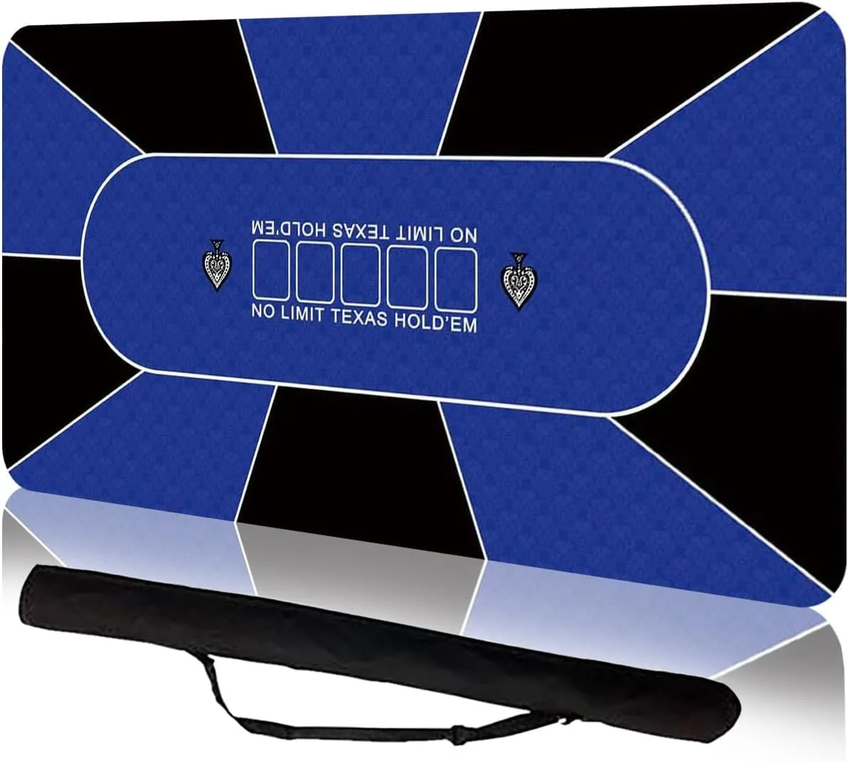 Tappetino da poker professionale, 180 x 90 cm, 8 giocatori, in gomma, portatile, Texas Hold'em, con borsa per il trasporto, per giocare a carte, giochi di poker, blackjack, casinò