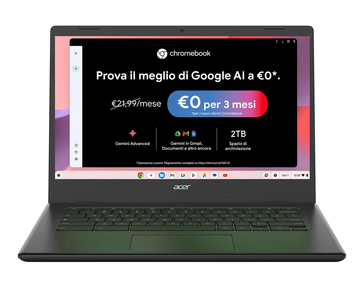Acer Chromebook 314 CBOA314-1H-C4ZG, Notebook, PC Portatile, Processore Intel Celeron N4500, Ram 4 GB DDR4, eMMC 128 GB, Display 15.6" FHD, Scheda Grafica Intel UHD, Nero, ChromeOS