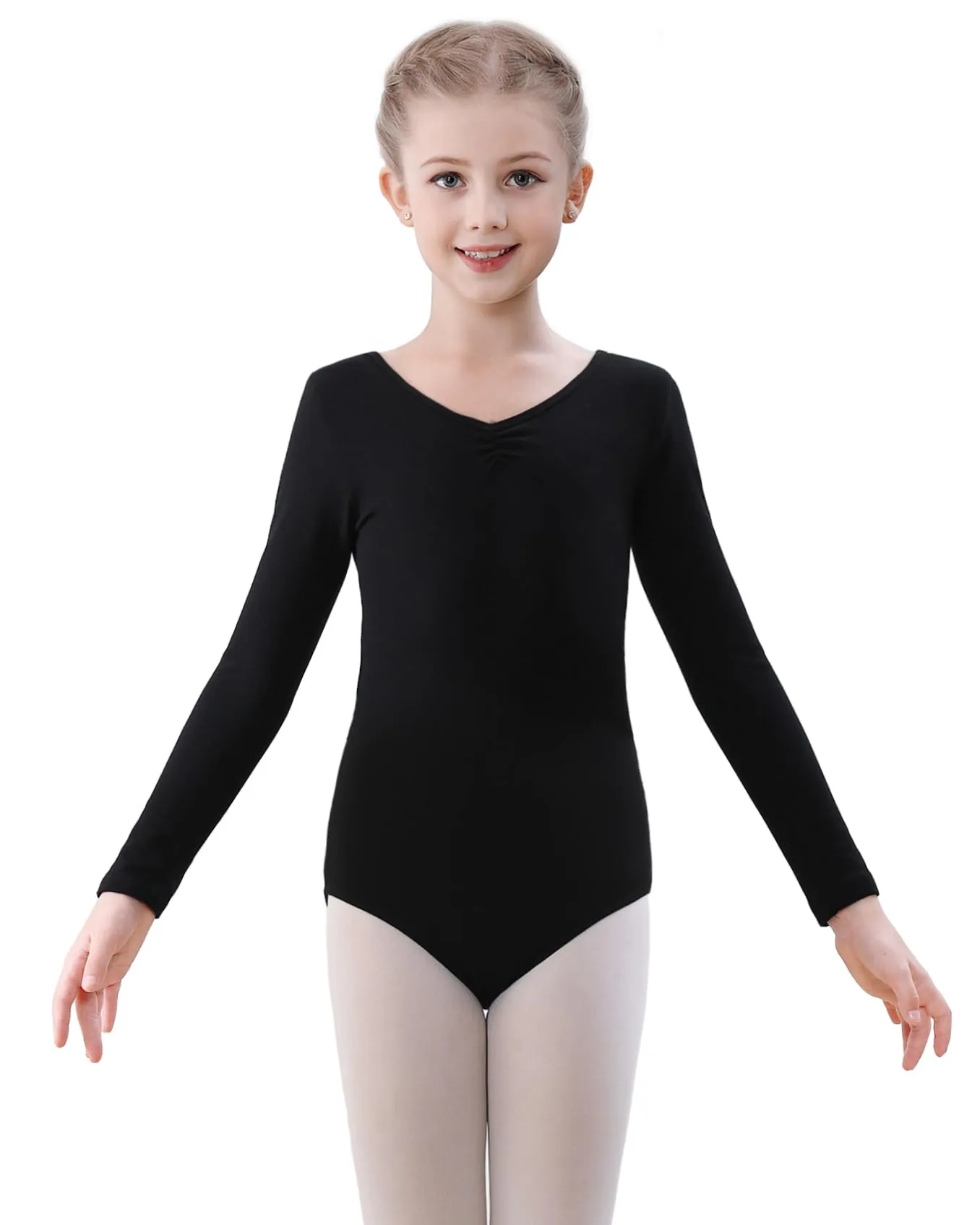 FONLAM Body da Danza Balletto per Bambine Ragazze Manica Lunga Leotard Ballet Ginnastica Ritmica Bambine (Nero, 8-9 Anni)